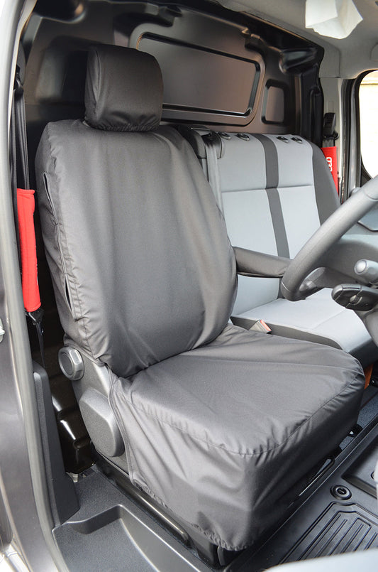 Vauxhall Vivaro 2019+ Tailored Waterproof Driver Seat Cover Black Seat Covers 4 Vans Ltd