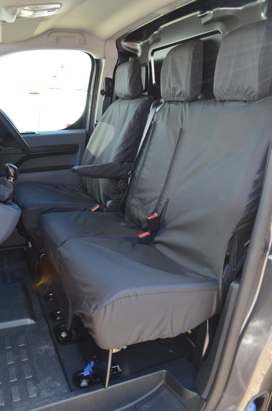 Toyota Proace 2016 Onwards Seat Covers Black / Comfort Grade (With Worktray) Seat Covers 4 Vans Ltd