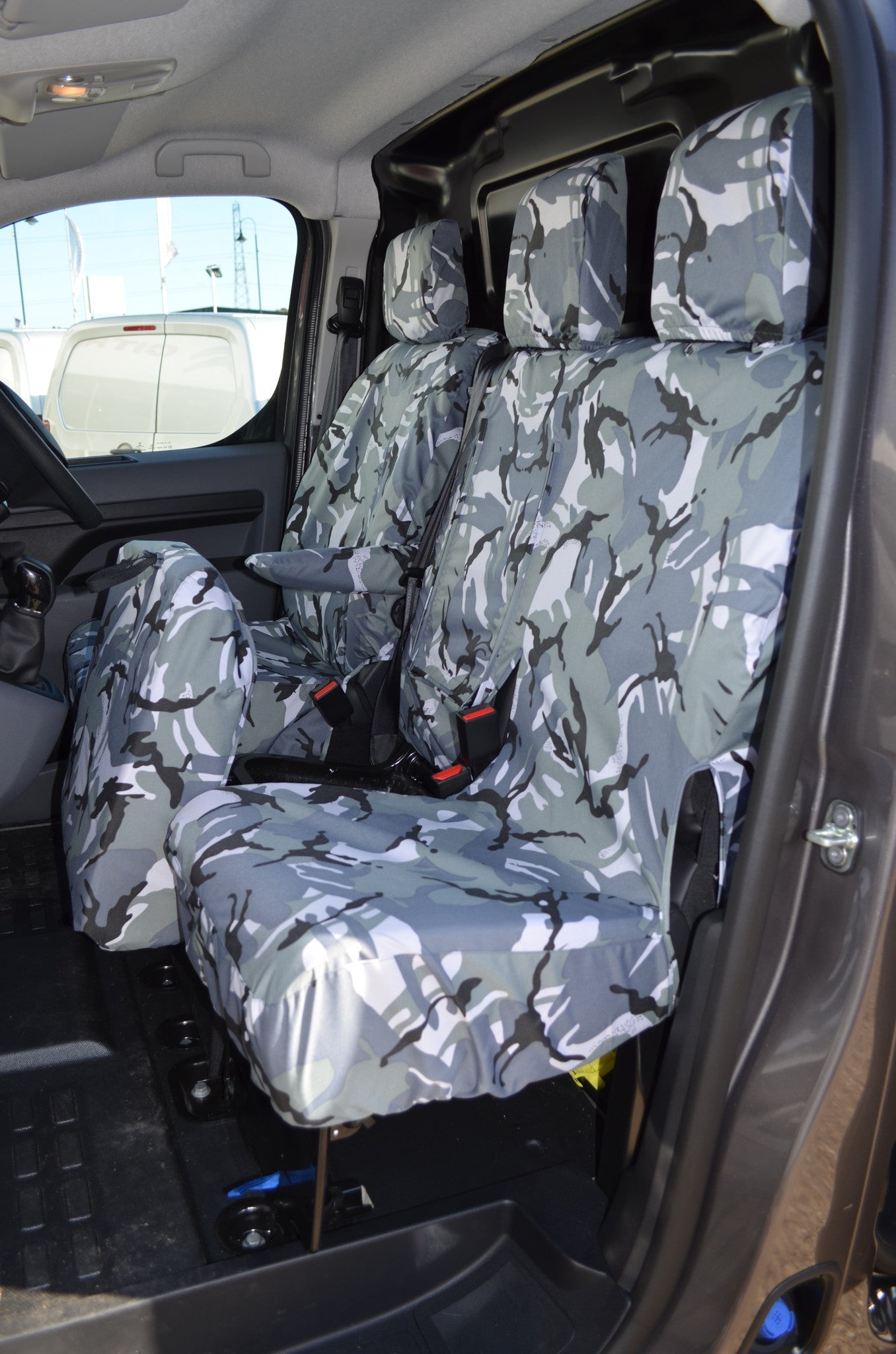 Toyota Proace 2016 Onwards Seat Covers Grey Camouflage / Comfort Grade (With Worktray) Seat Covers 4 Vans Ltd