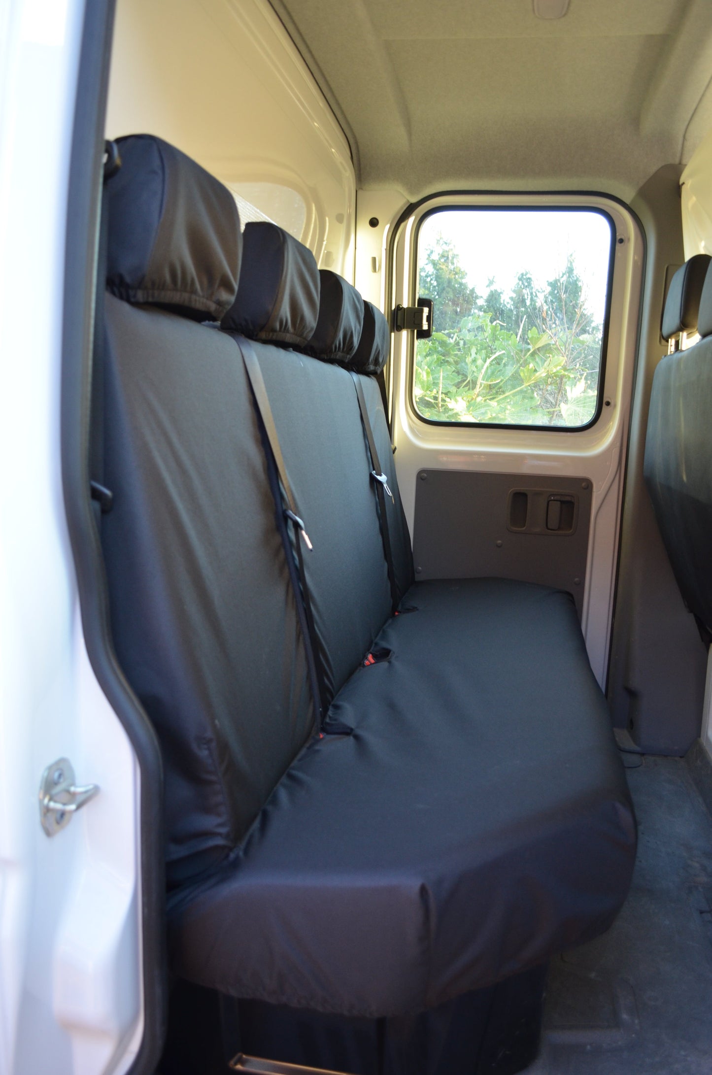 VW Crafter 2017+ Van Tailored &amp; Waterproof Seat Covers Black / Rear Quad Seat Covers 4 Vans Ltd