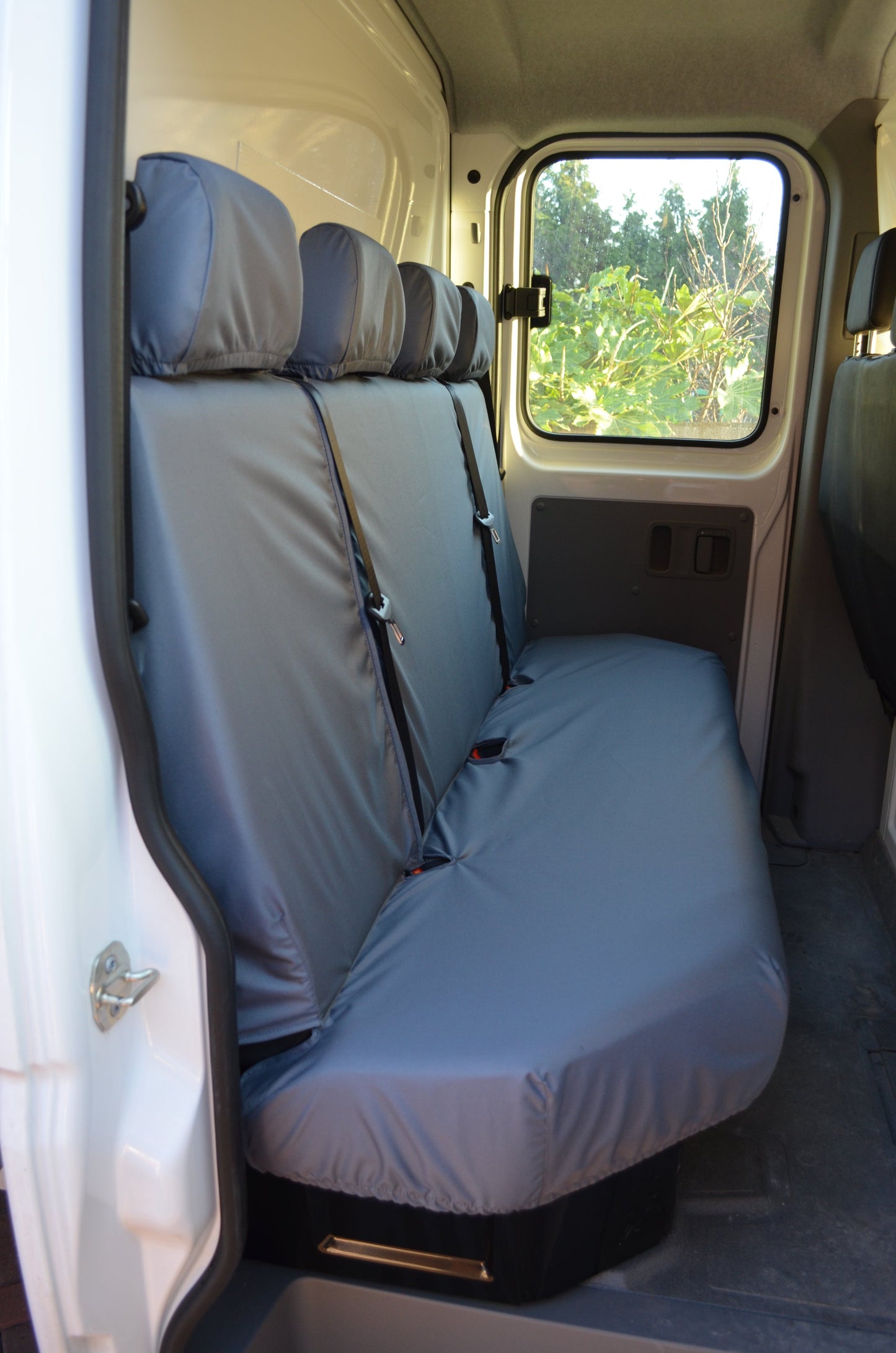 VW Crafter 2010 - 2017 Van Tailored &amp; Waterproof Seat Covers Grey / Rear Quad Seat Covers 4 Vans Ltd