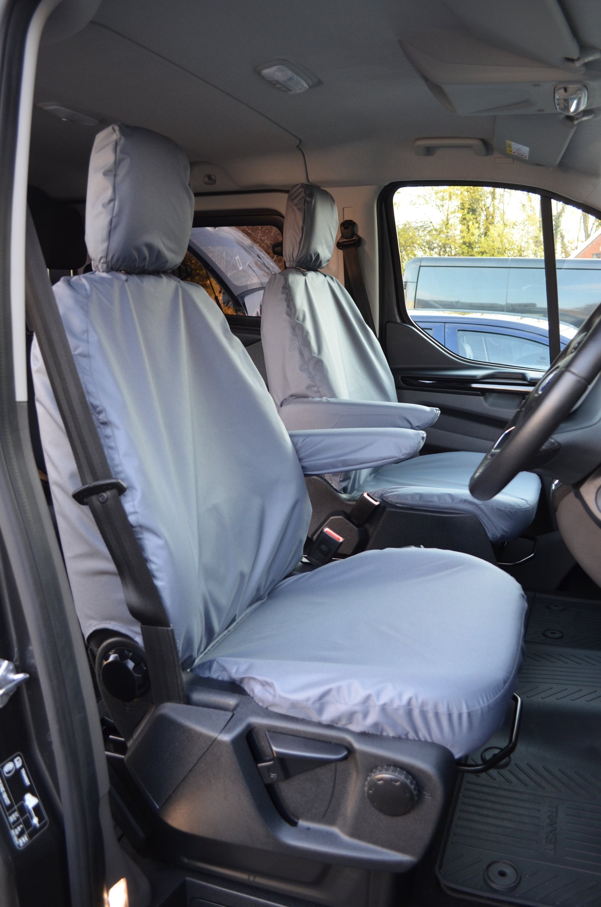 Ford Transit Custom 2013 Onwards Tailored Front Seat Covers Grey / Driver's &amp; Single Passenger Seat Covers 4 Vans Ltd