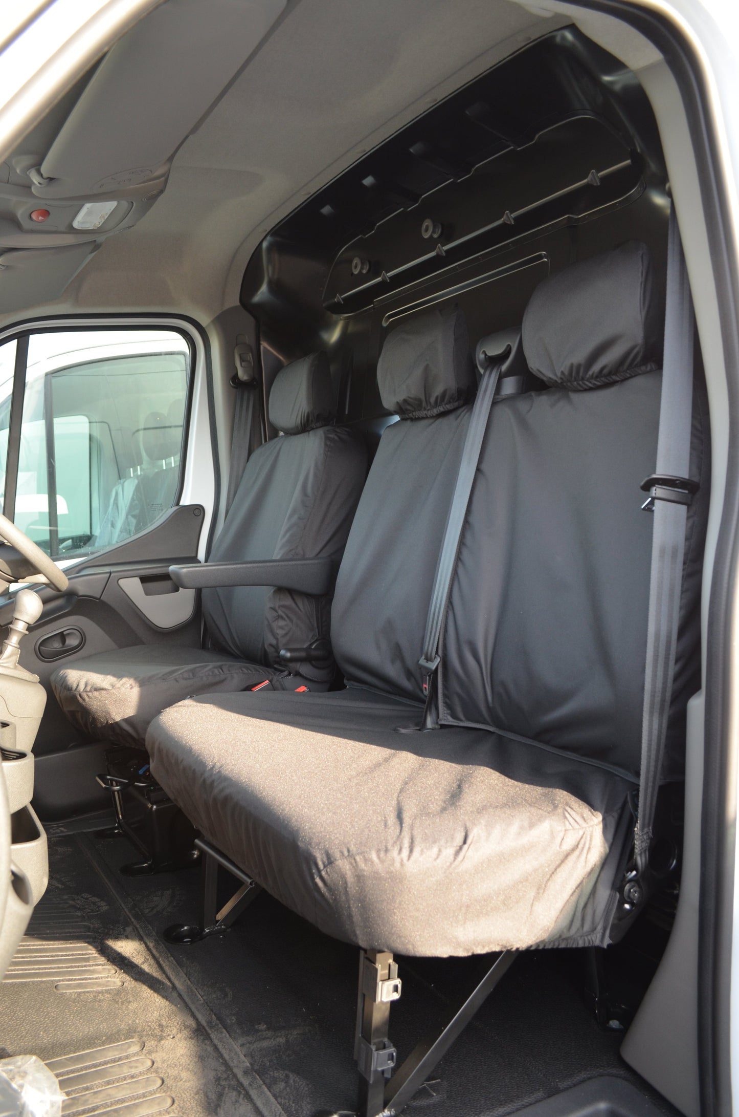 Nissan NV400 Van 2011 Onwards Tailored Front Seat Covers Black / Non-Folding Fixed Seat &amp; Base Seat Covers 4 Vans Ltd