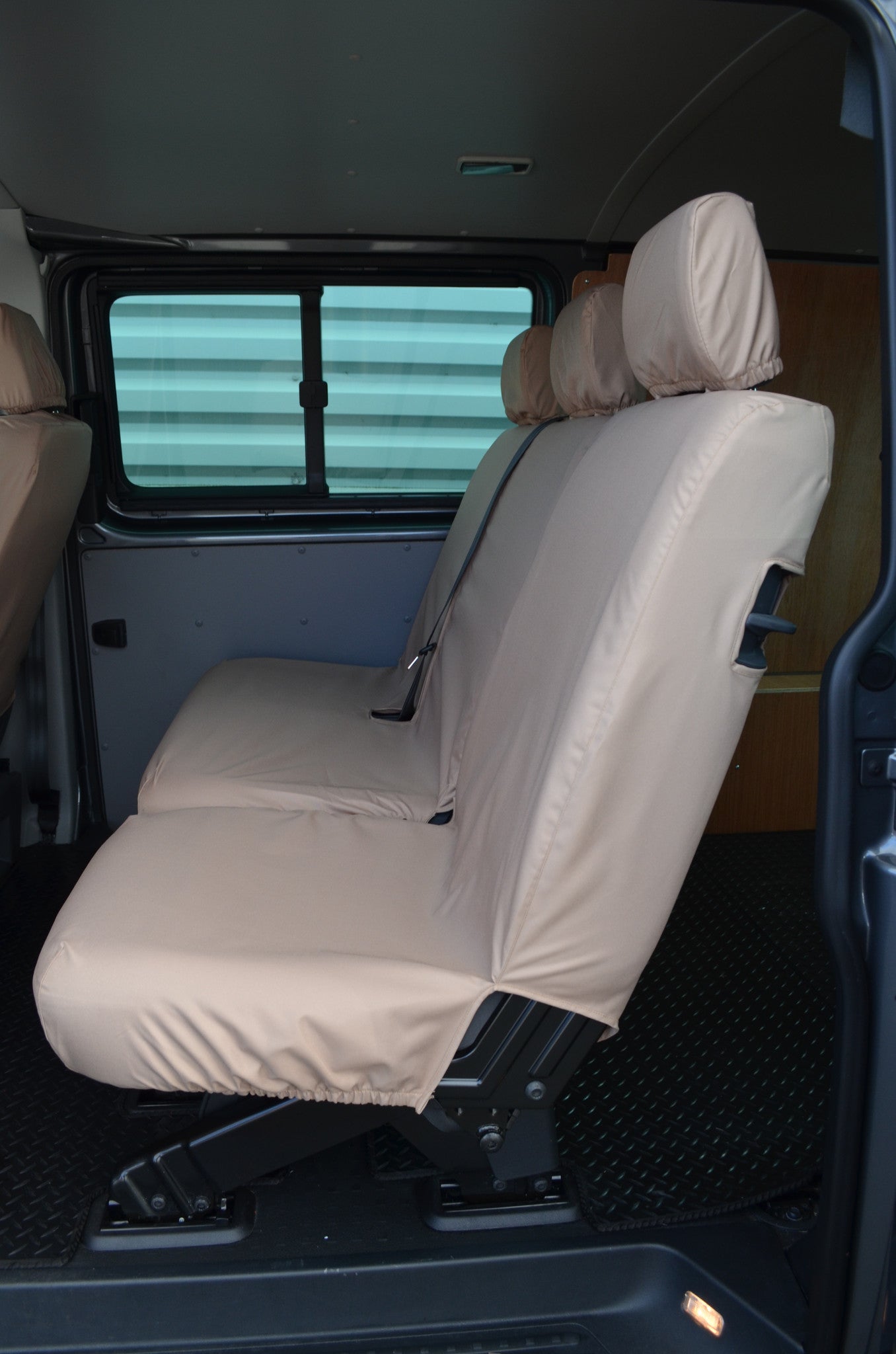 VW Volkswagen Transporter T5 Kombi 2010 - 2015 Rear Seat Covers Single &amp; Double Seats / Beige Seat Covers 4 Vans Ltd