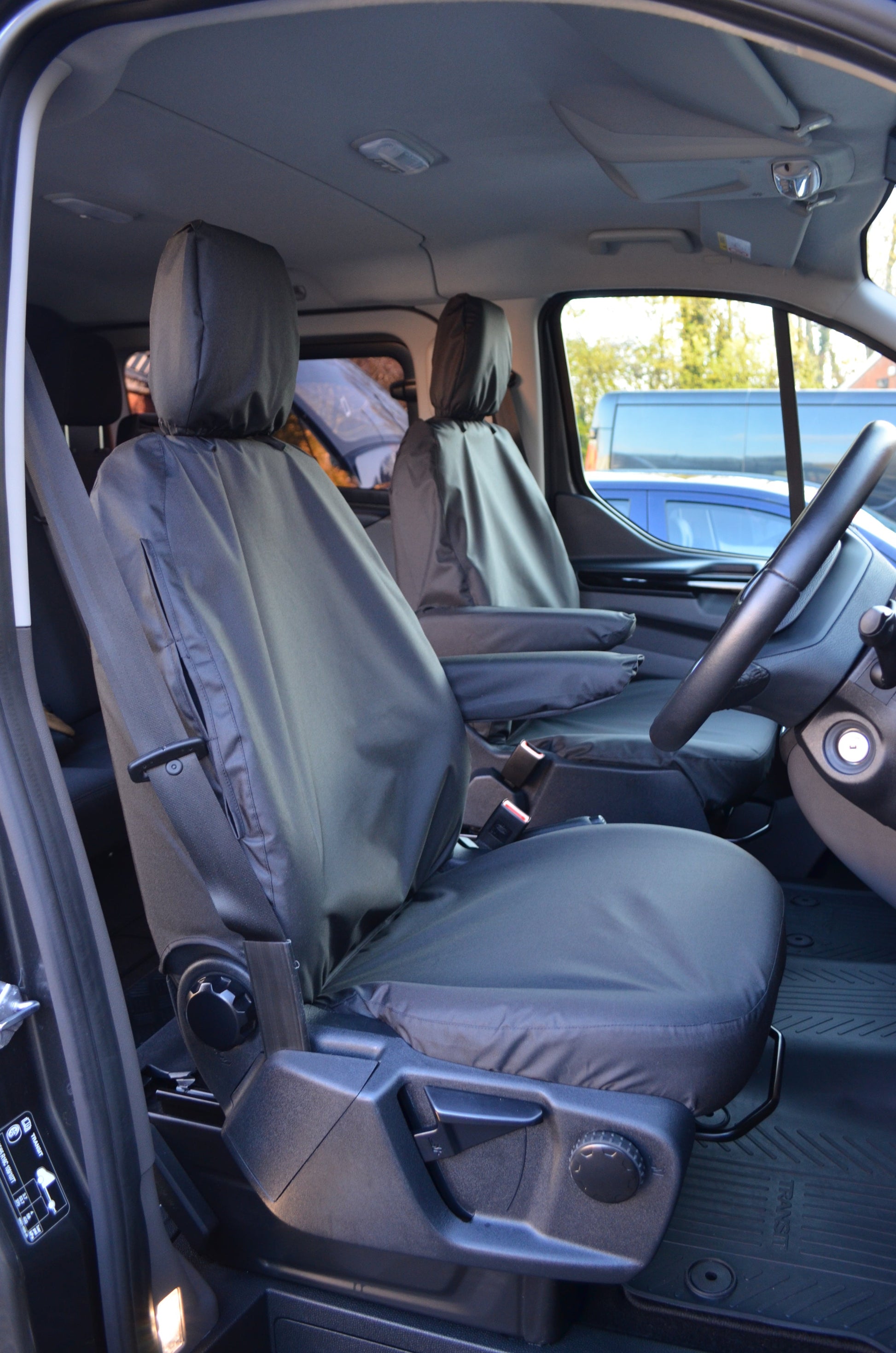 Ford Transit Van 2014 Onwards Tailored Front Seat Covers Black / Driver's Seat and Single Passenger Seat Covers 4 Vans Ltd