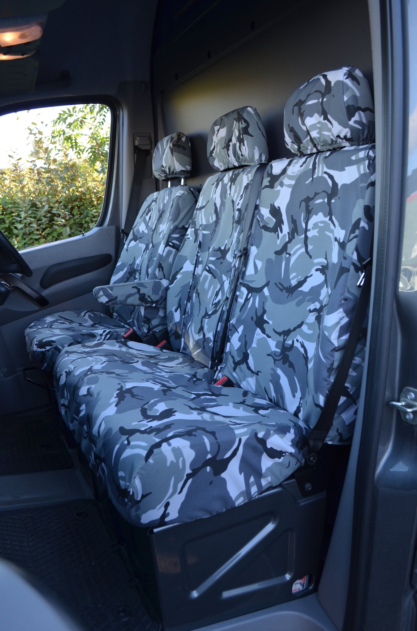 VW Crafter 2010 - 2017 Van Tailored &amp; Waterproof Seat Covers Grey Camouflage / Fronts Seat Covers 4 Vans Ltd