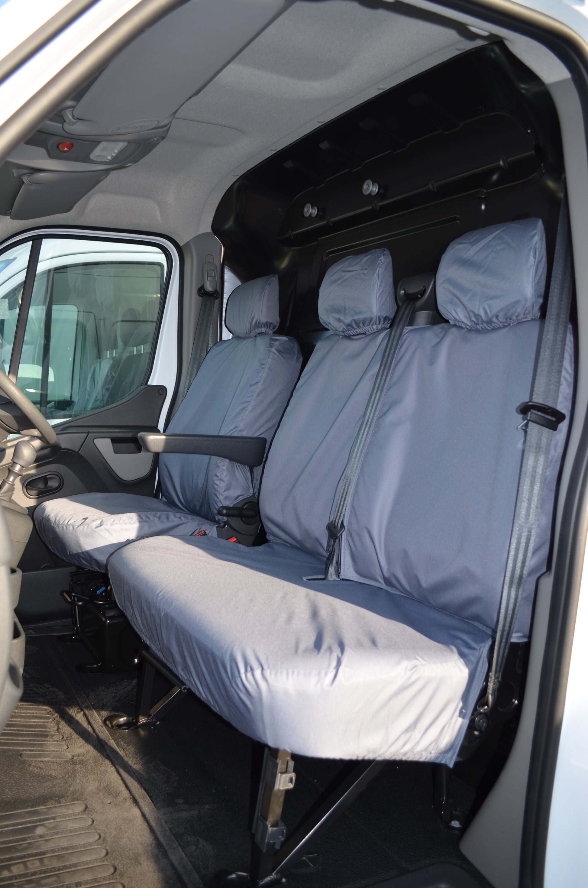 Renault Master Van 2010 Onwards Tailored Front Seat Covers Grey / Non-Folding Fixed Seat &amp; Base Seat Covers 4 Vans Ltd