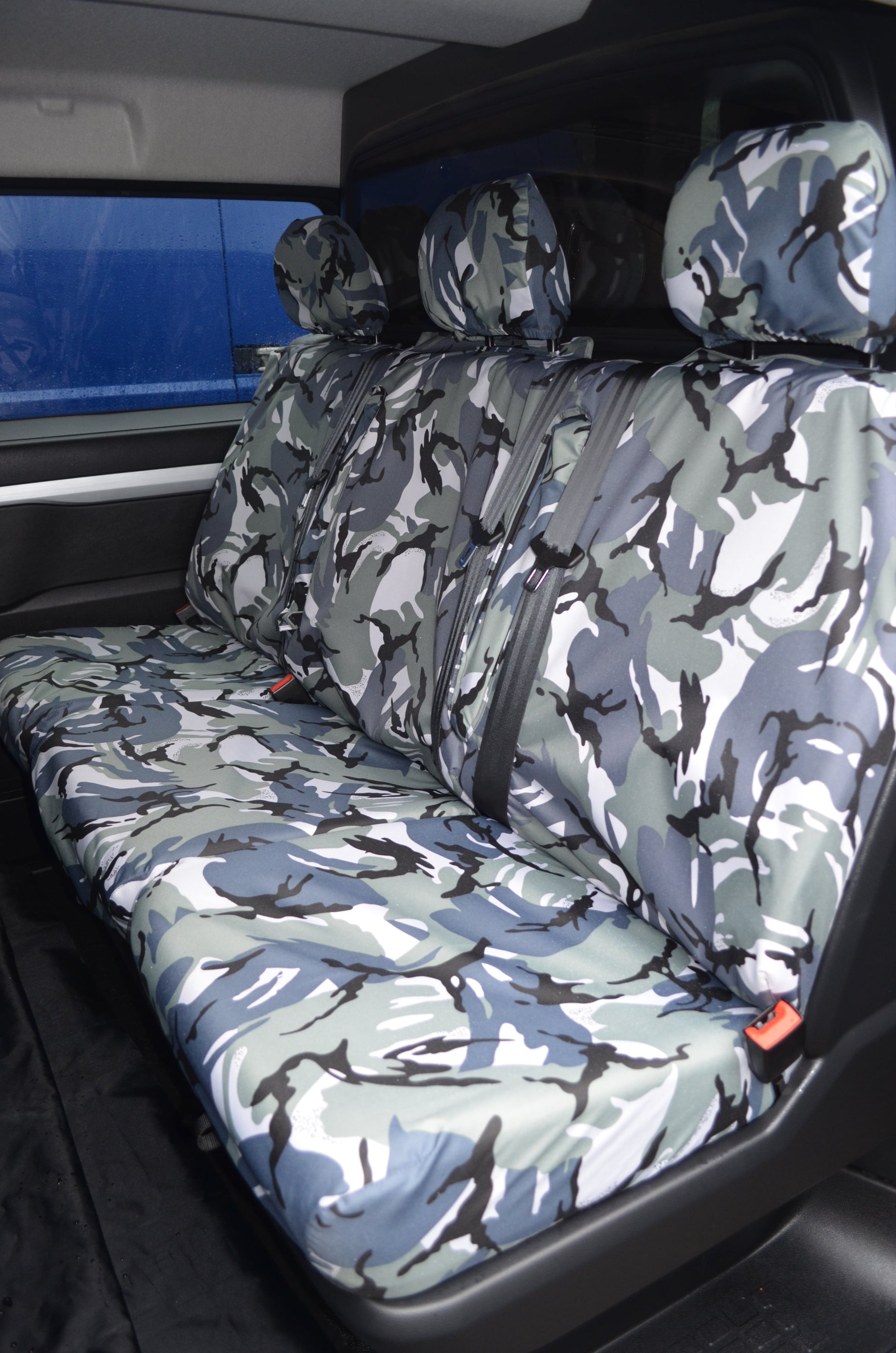 Peugeot Expert 2016+ Crew Cab Rear Tailored Seat Cover Grey Camouflage Seat Covers 4 Vans Ltd