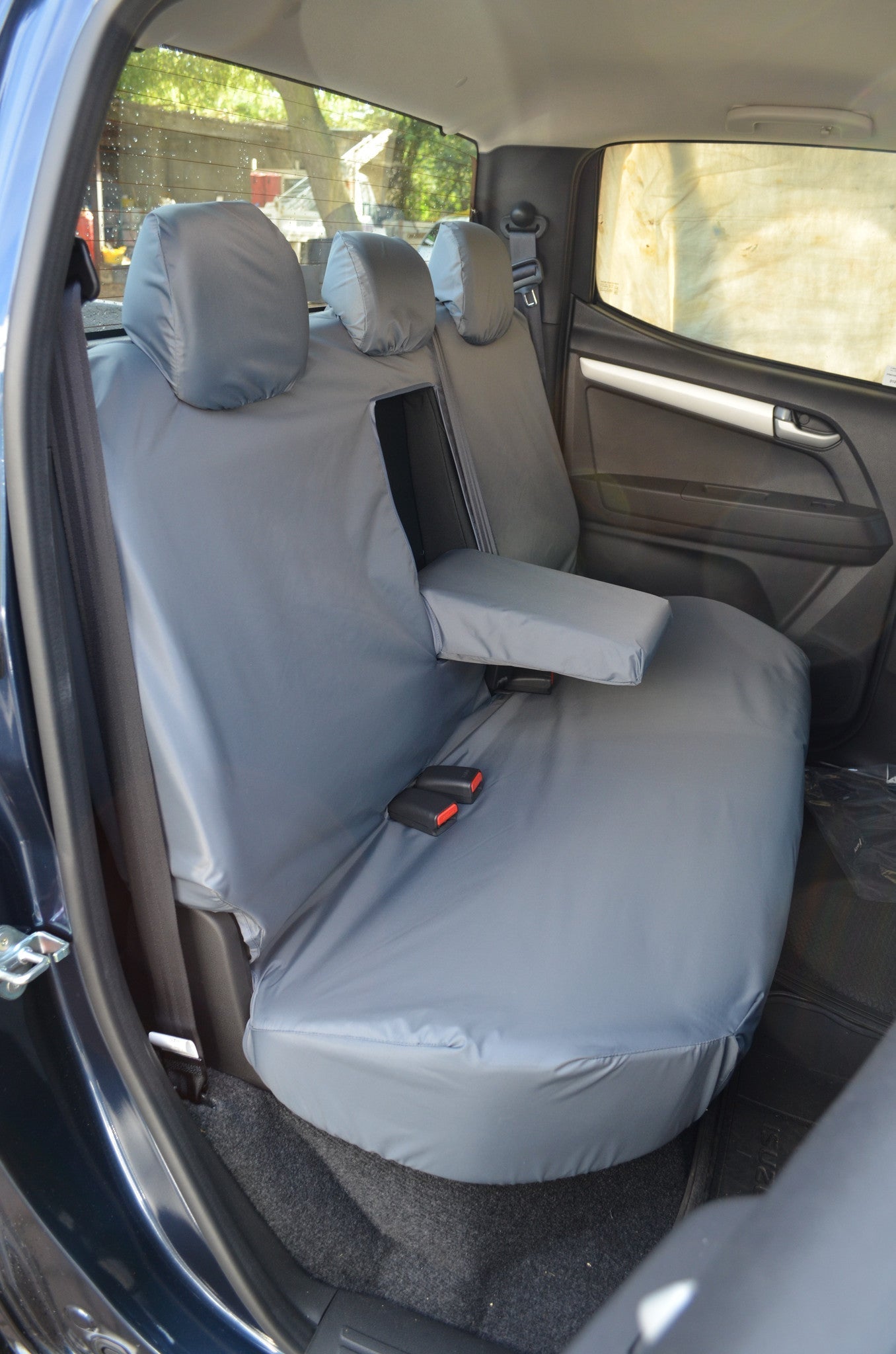 Isuzu D-Max 2012 Onwards Seat Covers Rear Seat Cover with Central Armrest / Grey Seat Covers 4 Vans Ltd