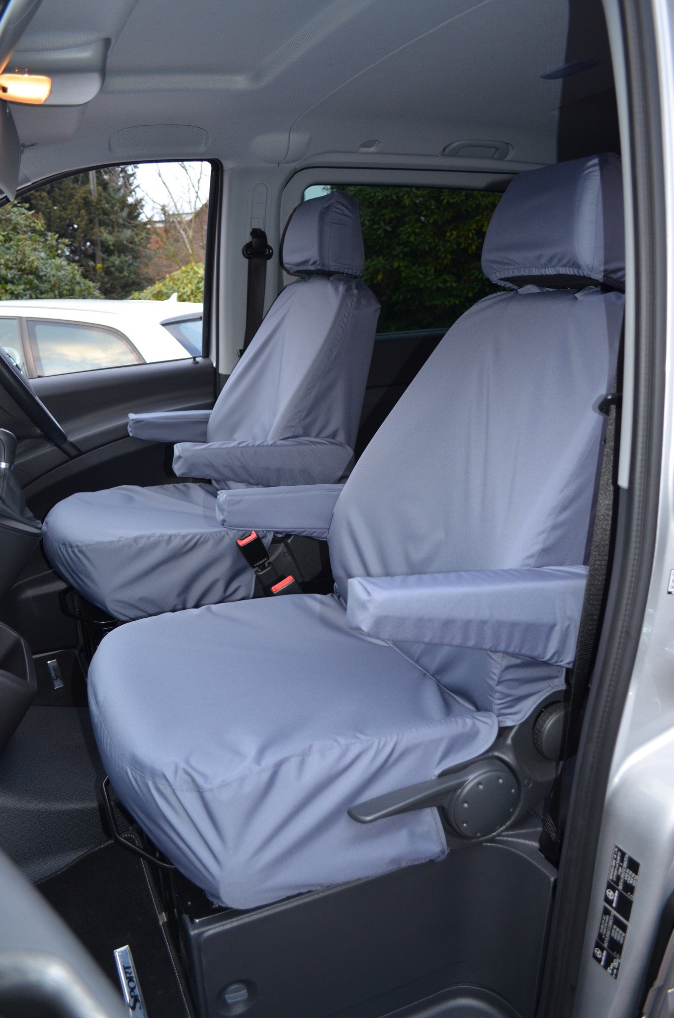 Mercedes-Benz Vito 2003-15 Tailored Front Seat Covers Front Pair With Armrests / Grey Seat Covers 4 Vans Ltd