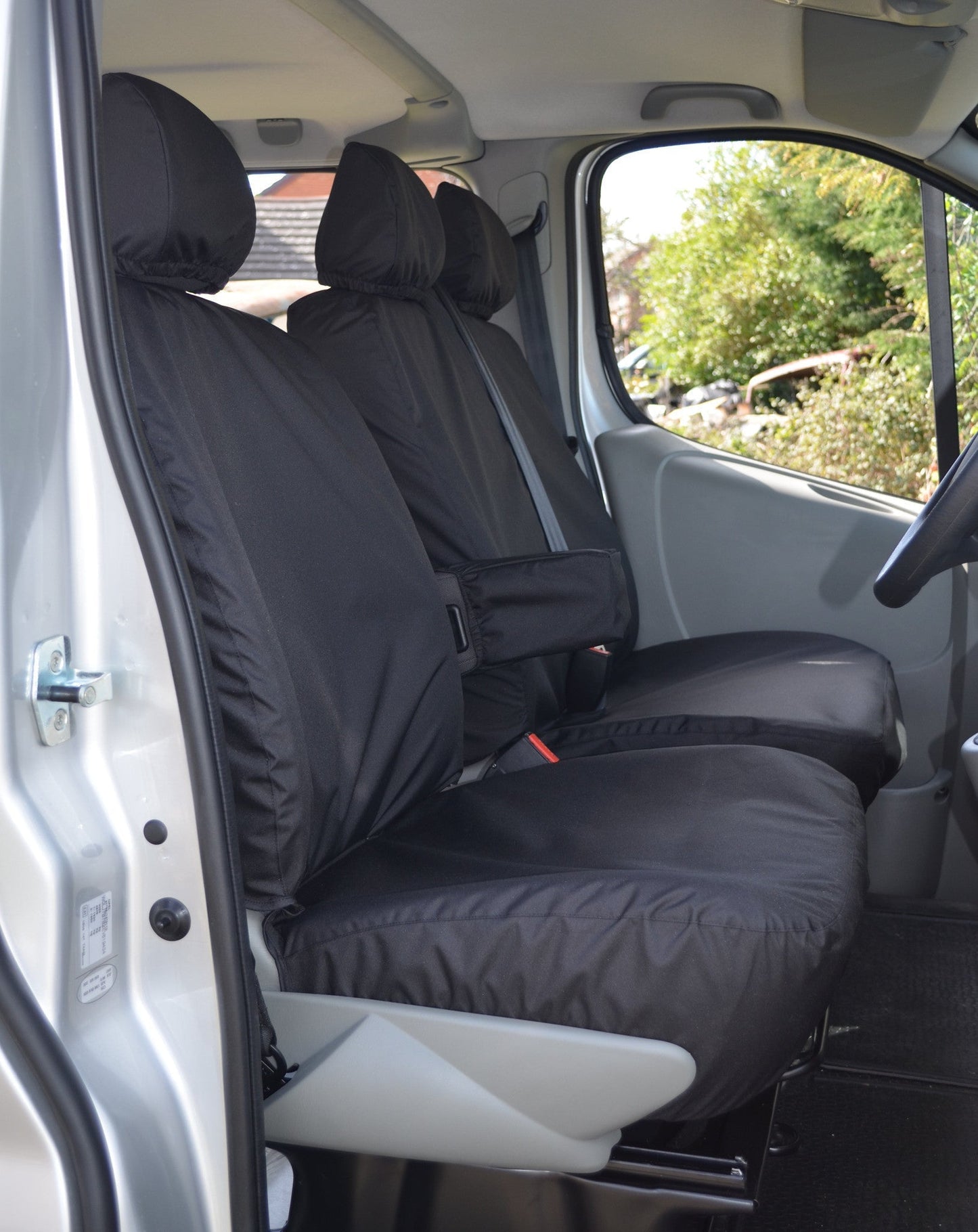 Renault Trafic 2001 - 2006 Tailored Front Seat Covers Black / With Driver's Armrest Seat Covers 4 Vans Ltd