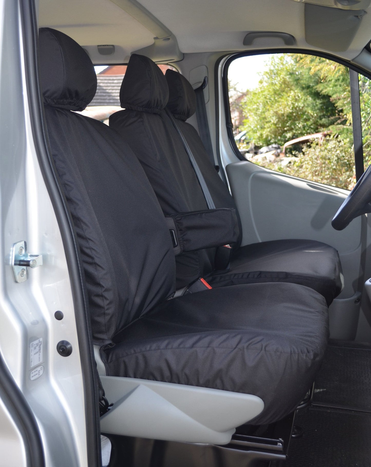 Vauxhall Vivaro 2006 - 2013 Tailored Front Seat Covers Black / With Driver's Armrest Seat Covers 4 Vans Ltd