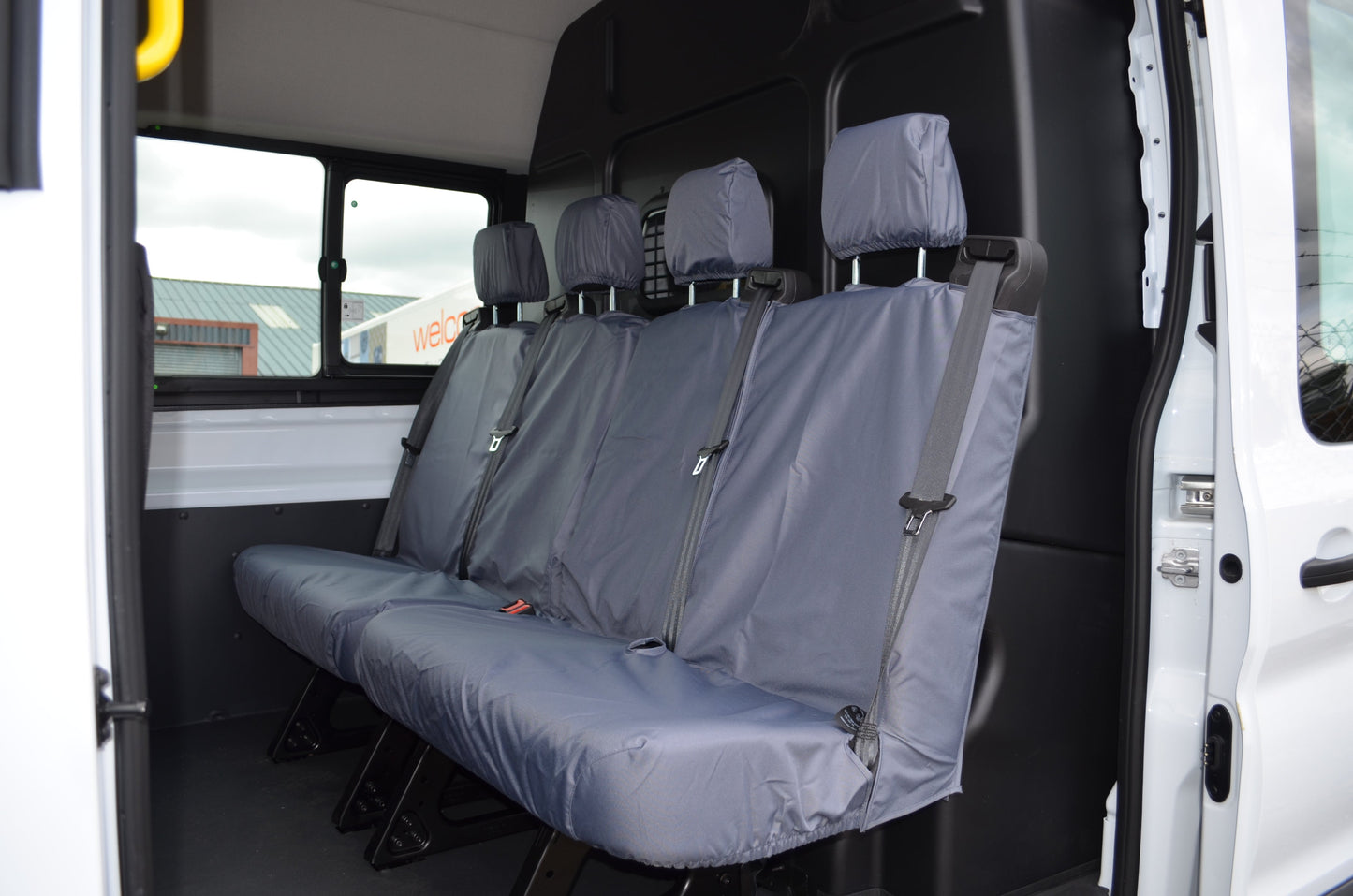 Ford Transit 2014+ Tailored &amp; Waterproof Rear Seat Covers Grey / 4-Seater (2 Pairs) Seat Covers 4 Vans Ltd