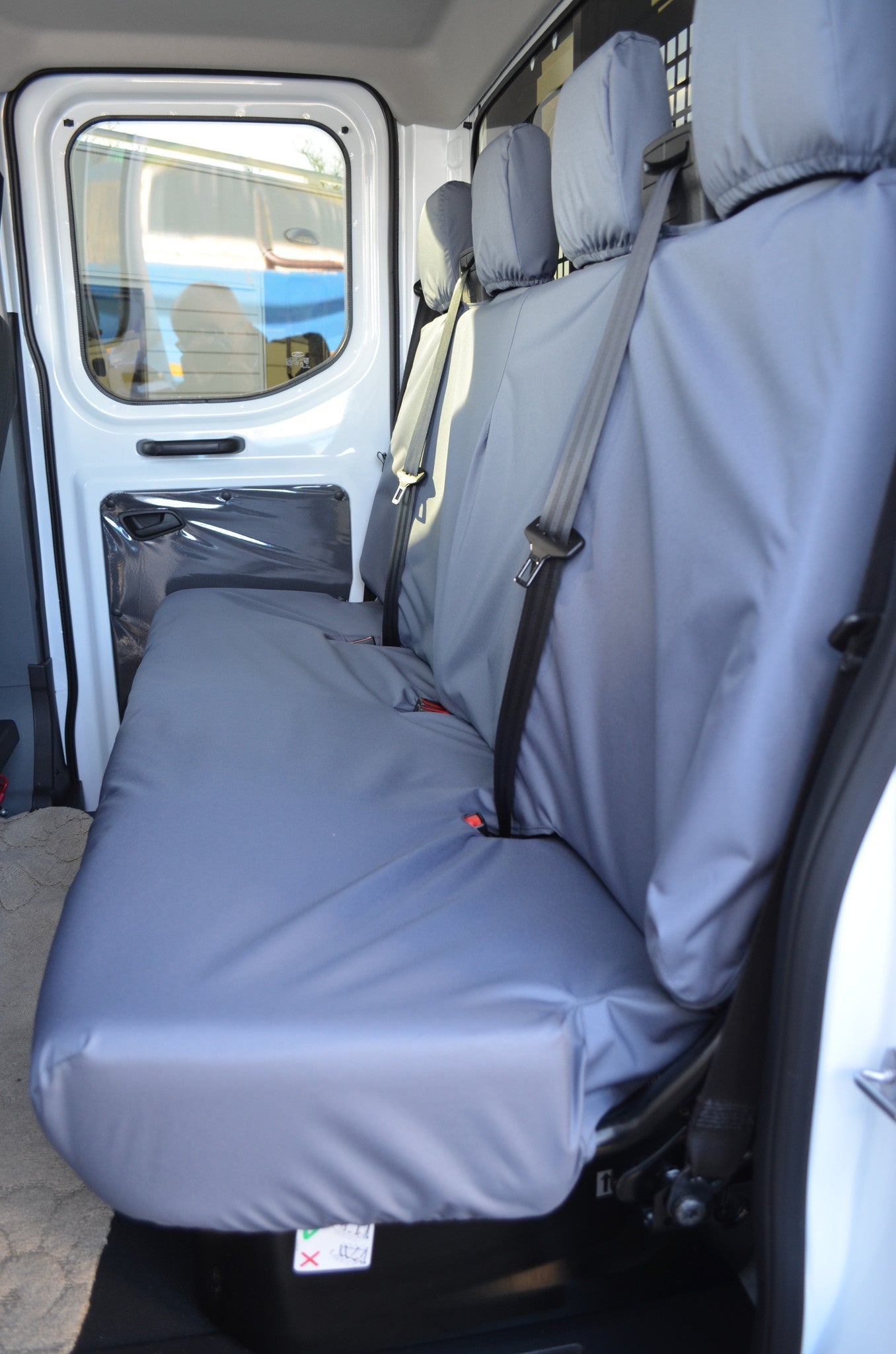 Ford Transit 2014+ Tailored &amp; Waterproof Rear Seat Covers Grey / 4-Seater Bench Seat Covers 4 Vans Ltd