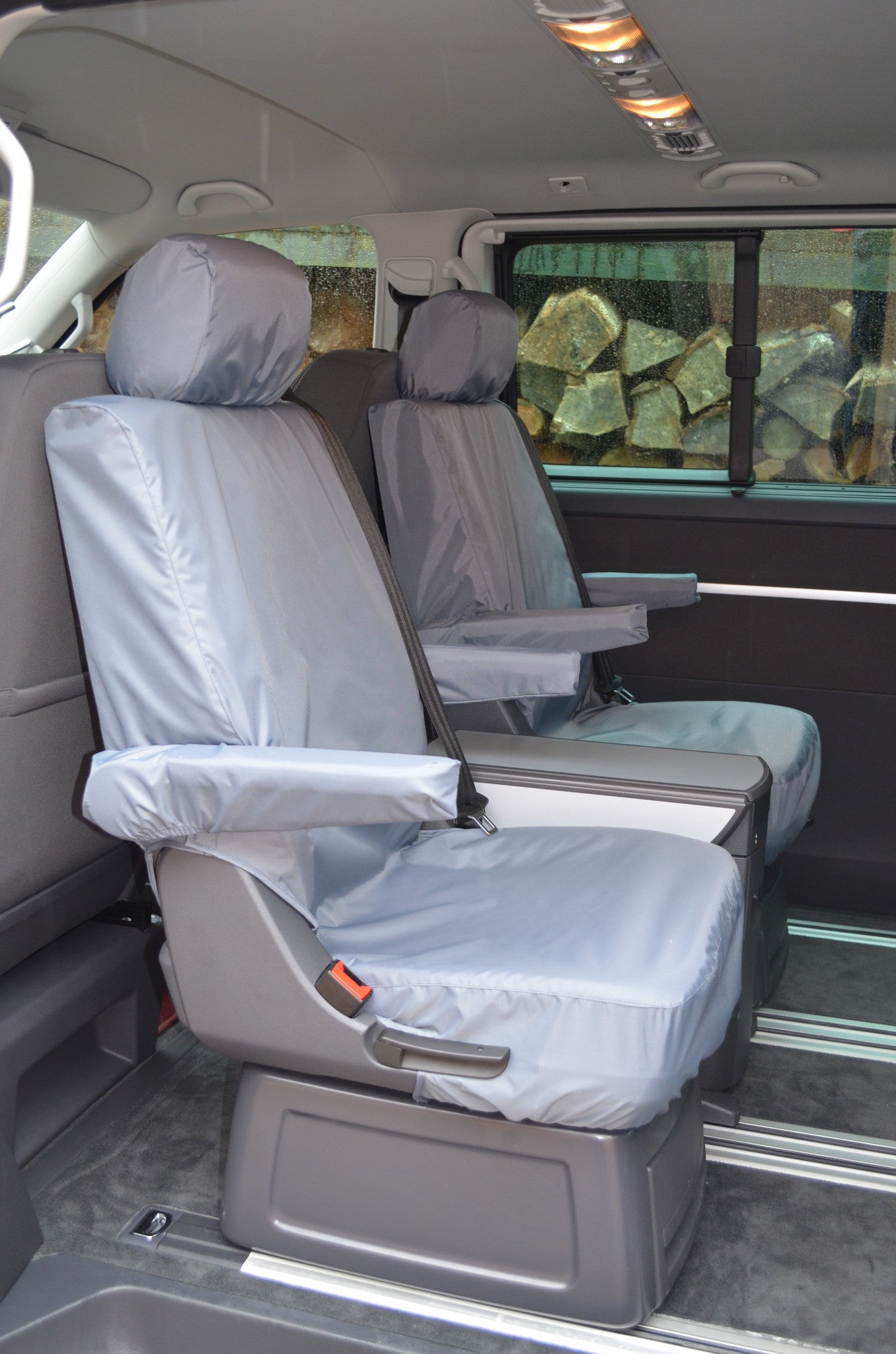 VW Volkswagen T5 Caravelle 2003 - 2015 Tailored Seat Covers Rear Pair of Singles / Grey Seat Covers 4 Vans Ltd