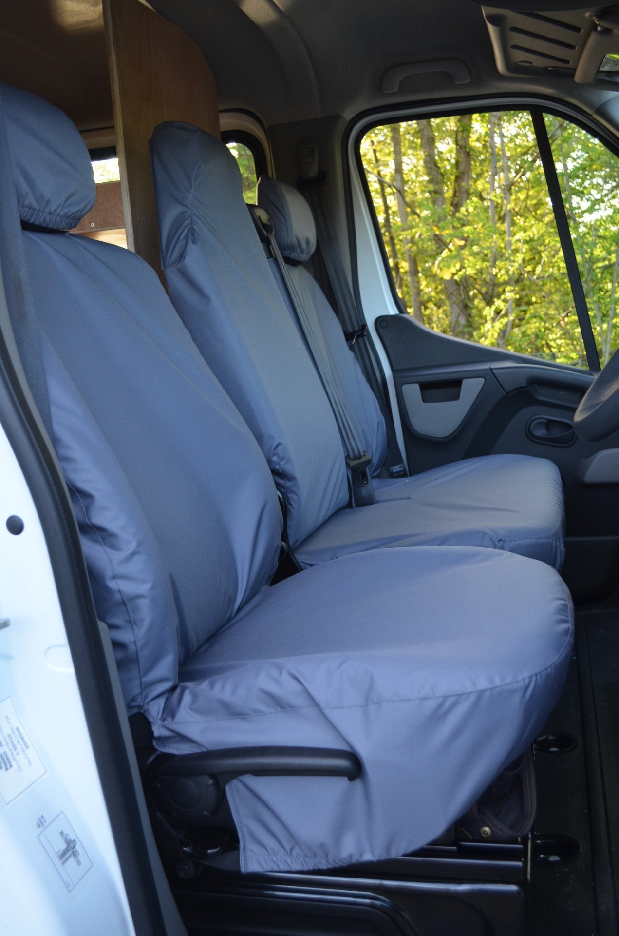 Nissan NV400 Van 2011 Onwards Tailored Front Seat Covers Grey / Folding Middle Seat - 1 Piece Bench Seat Covers 4 Vans Ltd