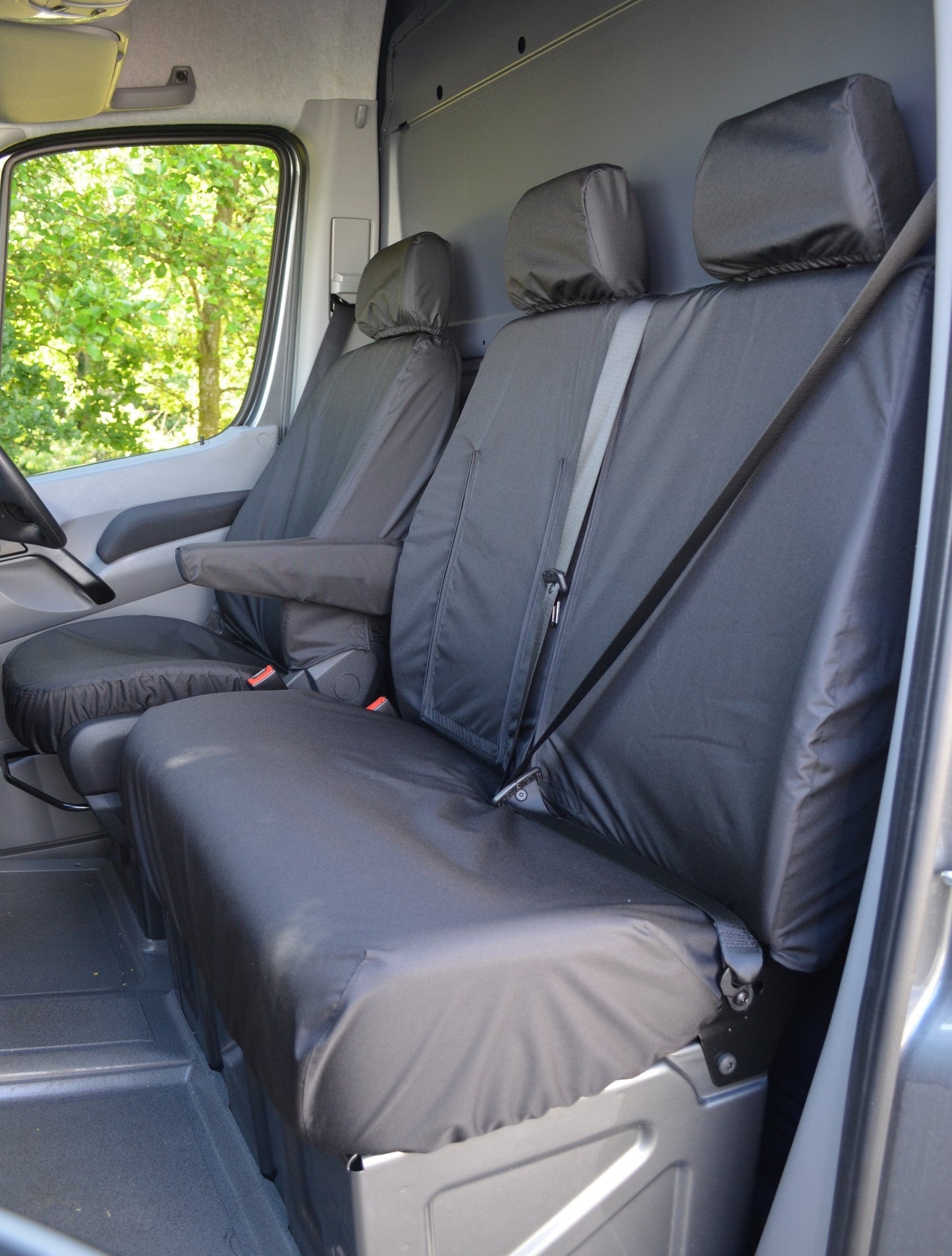 Mercedes Sprinter 2010 - 2018 Van Tailored &amp; Waterproof Seat Covers Black / Front Seat Covers 4 Vans Ltd