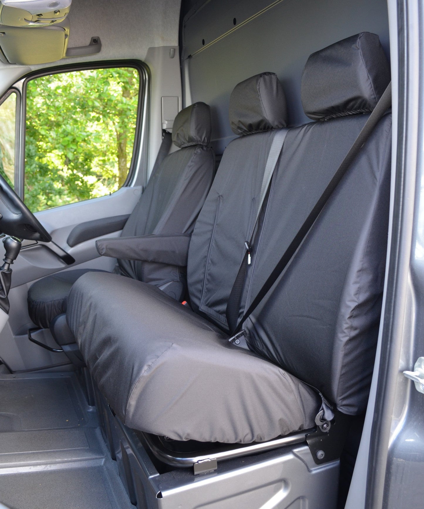 VW Crafter 2010 - 2017 Van Tailored &amp; Waterproof Seat Covers Black / Fronts Seat Covers 4 Vans Ltd