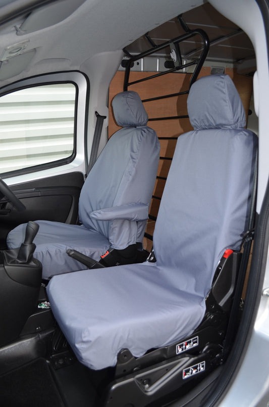 Peugeot Bipper Van 2008 Onwards Front Pair of Seat Covers Driver's Seat and Folding Passenger Seat / Grey Seat Covers 4 Vans Ltd