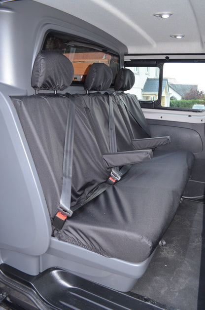 Nissan NV300 Acenta &amp; Tekna Crew Cab 2016+ Tailored Rear Seat Covers Rear Seats / Black Seat Covers 4 Vans Ltd