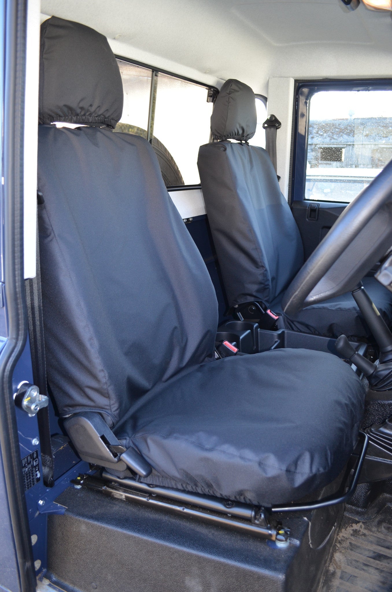 Land Rover Defender 2007 - 2015 Seat Covers Black Seat Covers 4 Vans Ltd