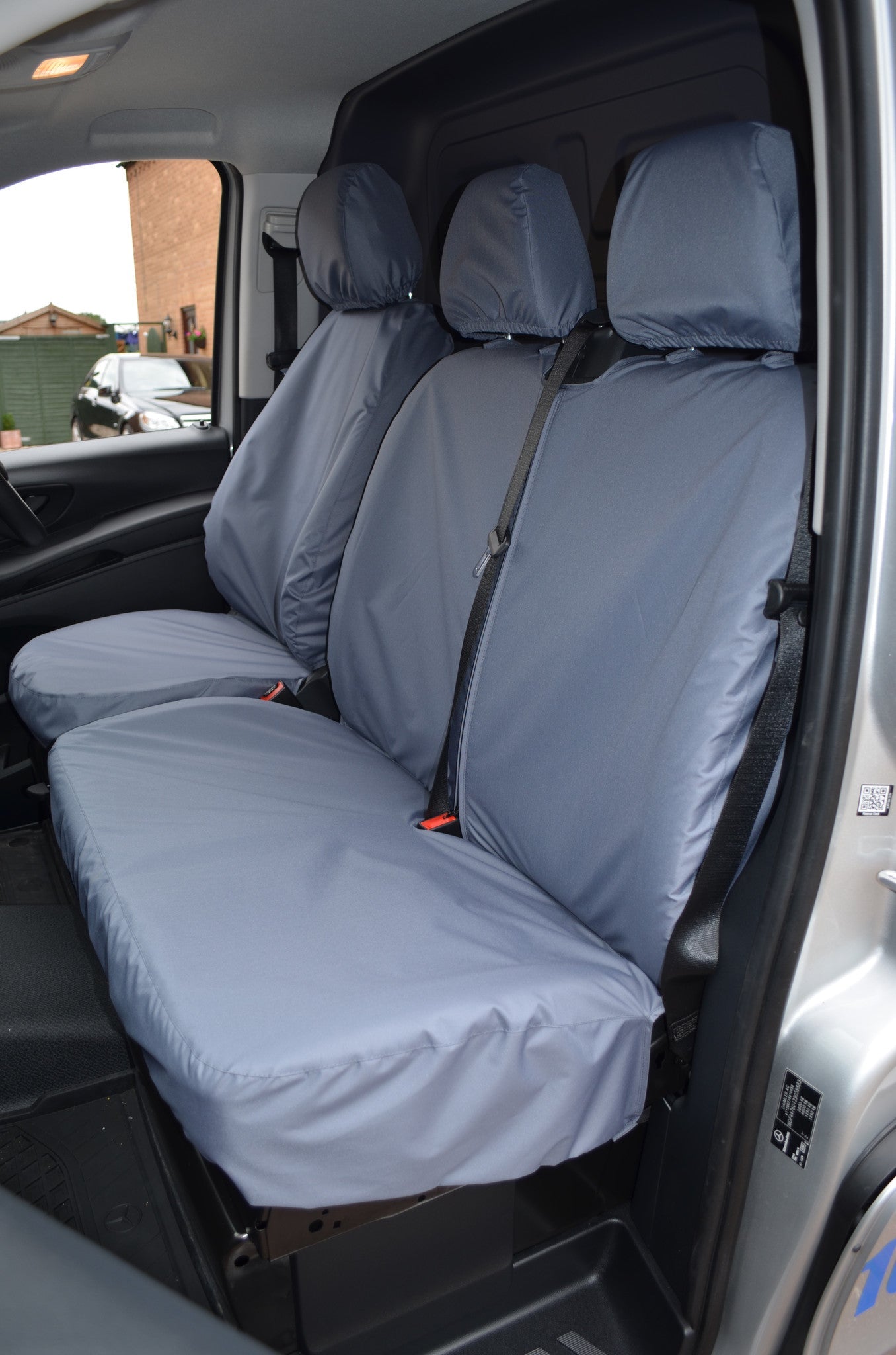 Mercedes-Benz Vito 2003-15 Tailored Front Seat Covers Driver's &amp; Double Passenger Seat / Grey Seat Covers 4 Vans Ltd