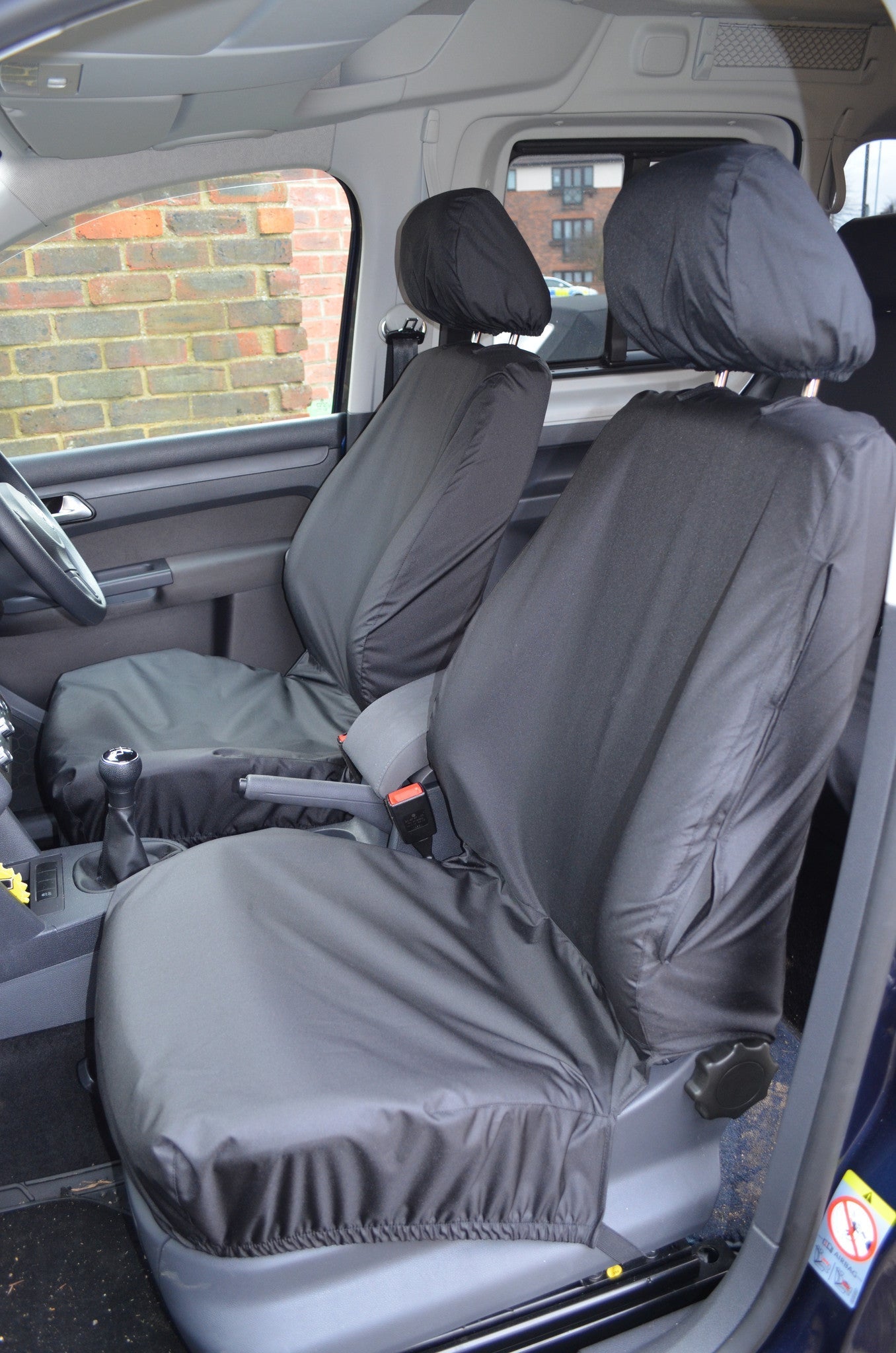 Volkswagen Caddy 2004 Onwards Seat Covers Front Pair / Black Seat Covers 4 Vans Ltd