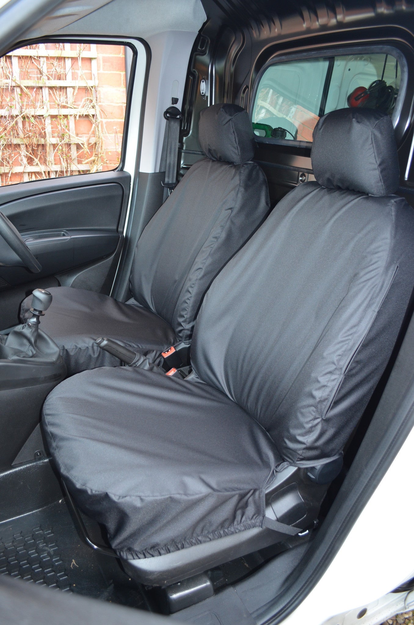 Fiat Doblo Van 2010+ Tailored Seat Covers Black / Front Pair Seat Covers 4 Vans Ltd