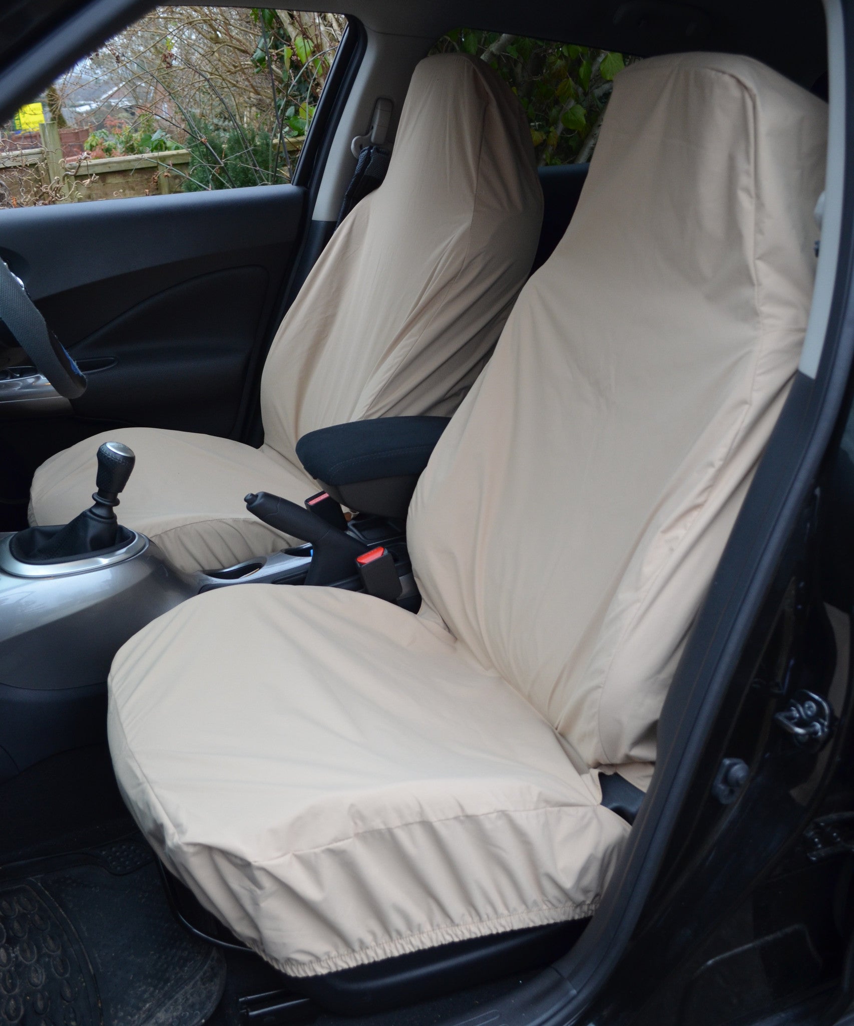 Front Pair of Airbag Compatible Car &amp; Van Seat Covers Beige Seat Covers 4 Vans Ltd