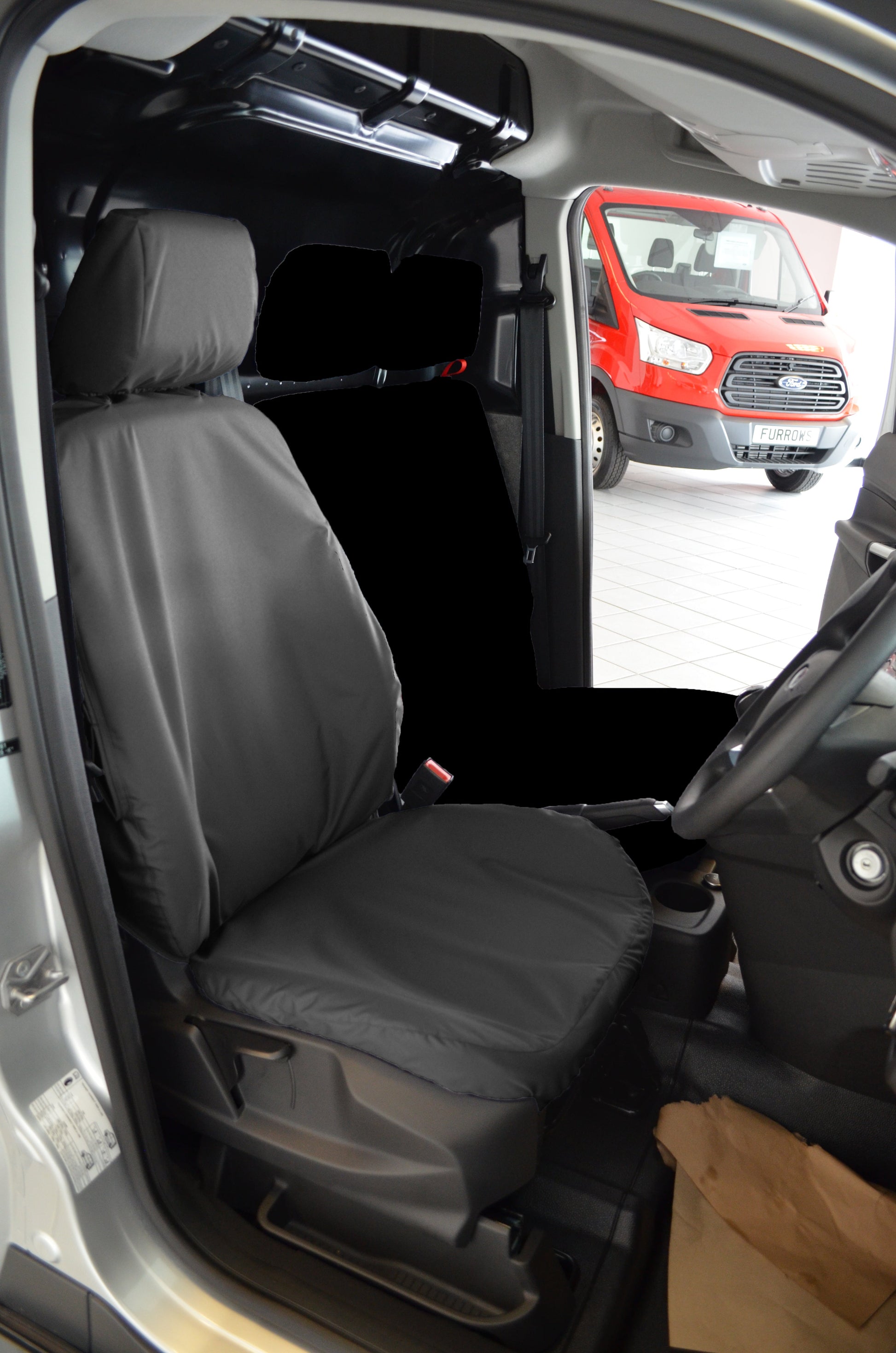 Ford Transit Connect Van 2014 - 2018 Tailored Waterproof Driver Seat Cover Black Seat Covers 4 Vans Ltd