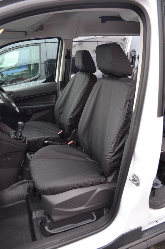 Ford Transit Connect 2018+ Tailored Seat Covers Front Pair (With Armrests) / Black Seat Covers 4 Vans Ltd