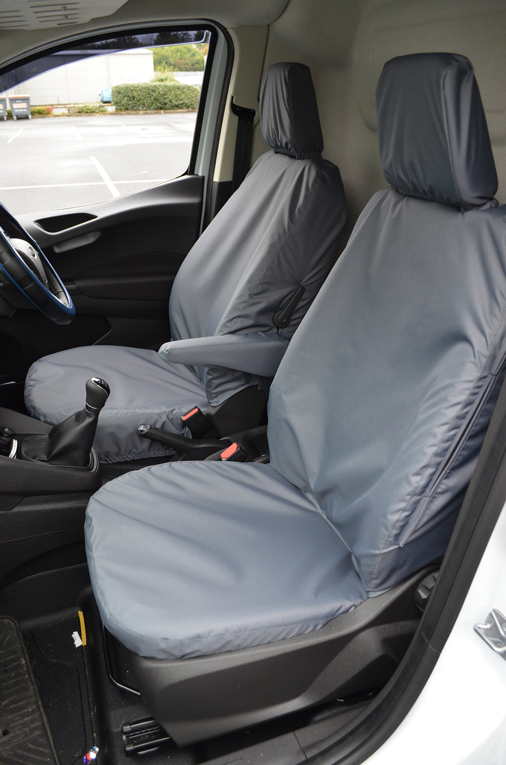 Ford Transit Courier 2014+ Tailored Waterproof Seat Covers Driver's Seat and Non-Folding Passenger Seat / Grey Seat Covers 4 Vans Ltd