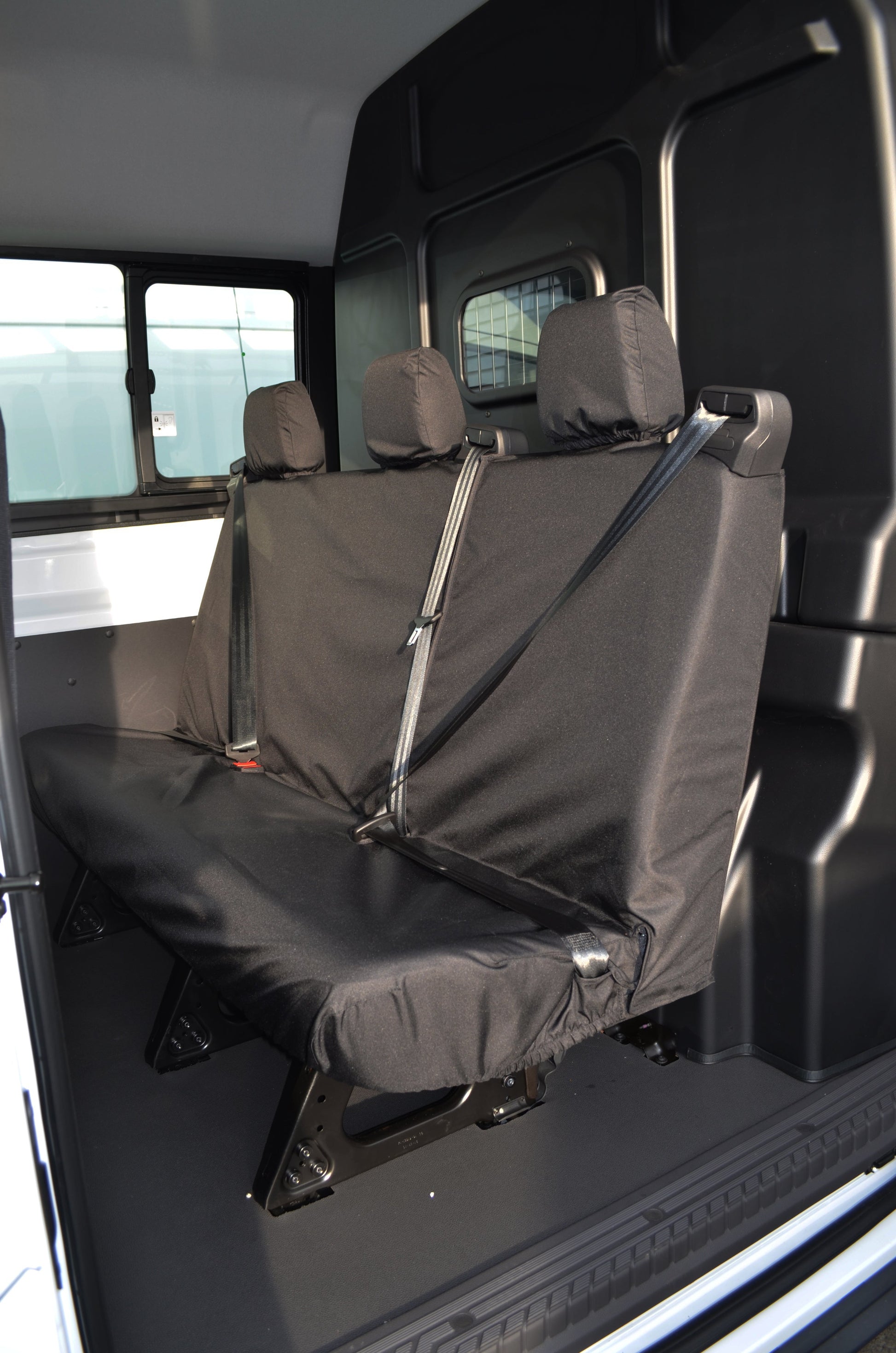 Ford Transit 2014+ Tailored &amp; Waterproof Rear Seat Covers Black / 3-Seater Seat Covers 4 Vans Ltd