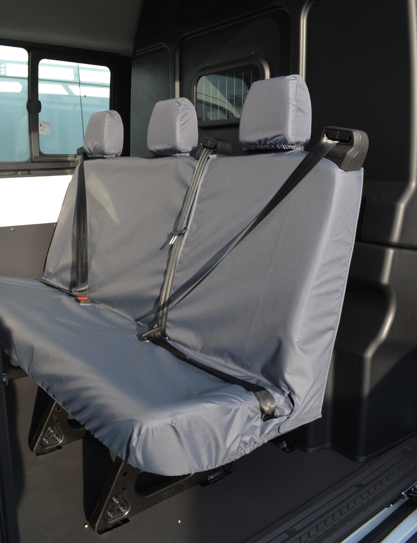 Ford Transit 2014+ Tailored &amp; Waterproof Rear Seat Covers Grey / 3-Seater Seat Covers 4 Vans Ltd