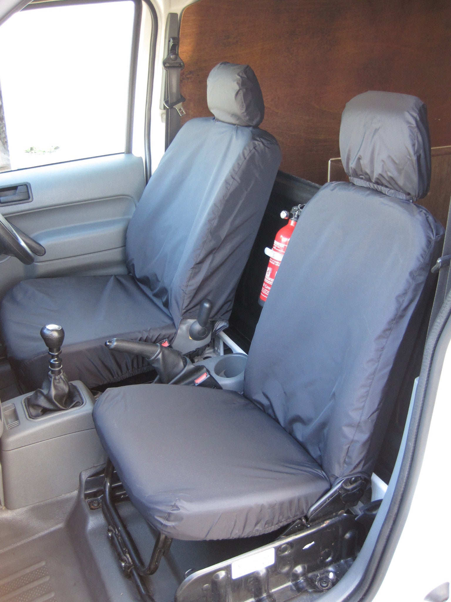 Ford Transit Connect 2002 - 2014 Front Seat Covers Without Driver's Seat Armrest / Black Seat Covers 4 Vans Ltd