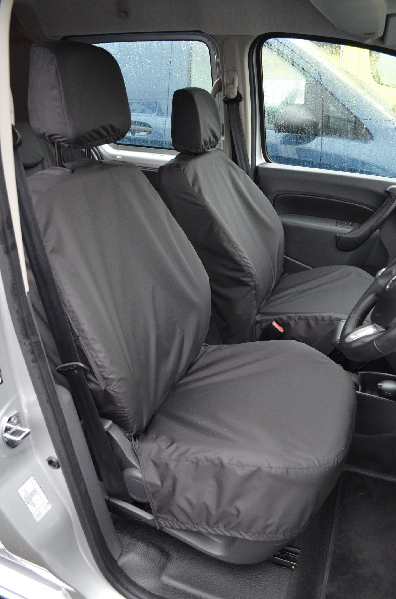 Renault Kangoo Van 2008 Onwards Seat Covers Driver's Seat and Non-Folding Passenger Seat / Black Seat Covers 4 Vans Ltd