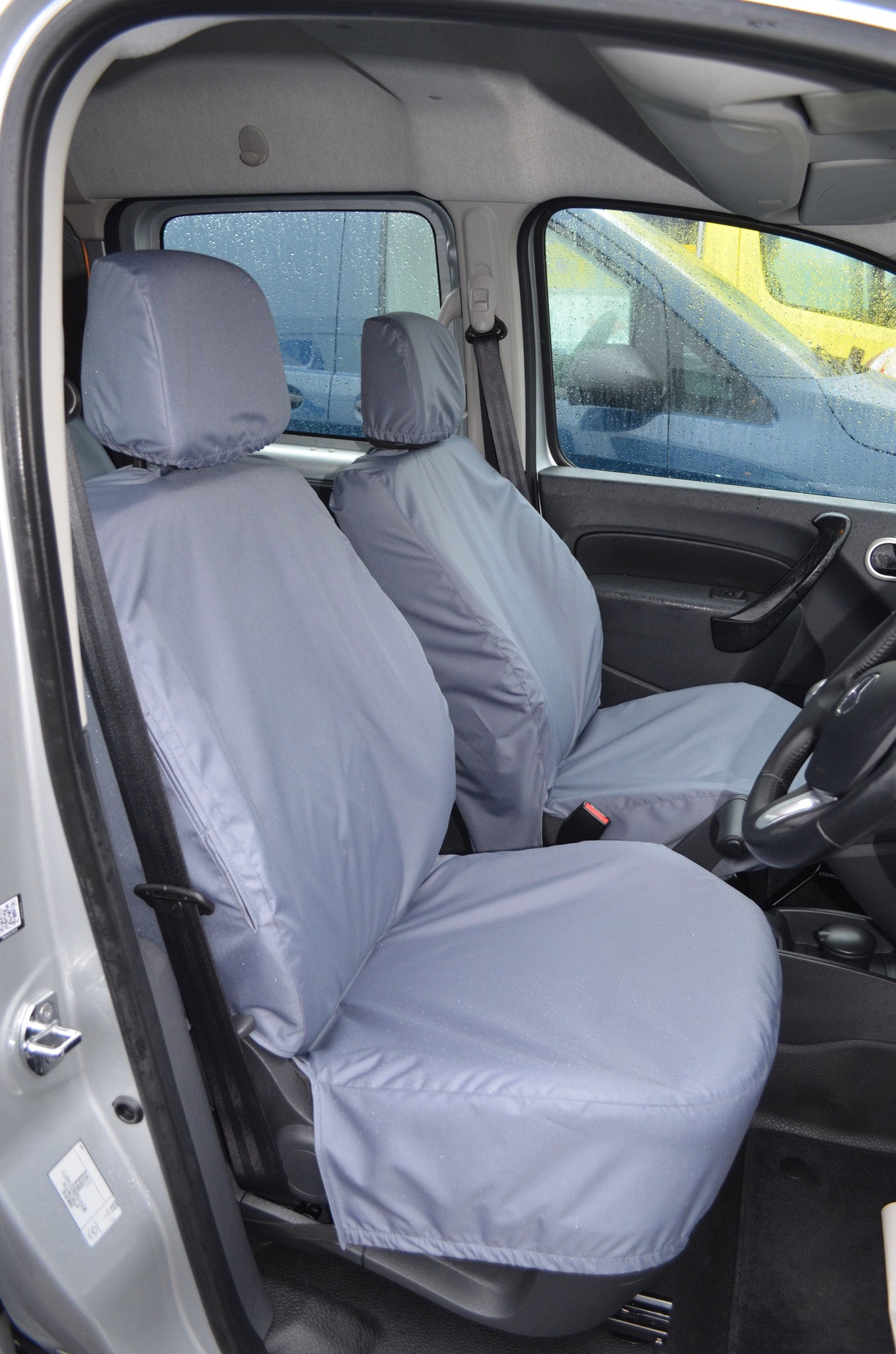 Renault Kangoo Van 2008 Onwards Seat Covers Driver's Seat and Non-Folding Passenger Seat / Grey Seat Covers 4 Vans Ltd