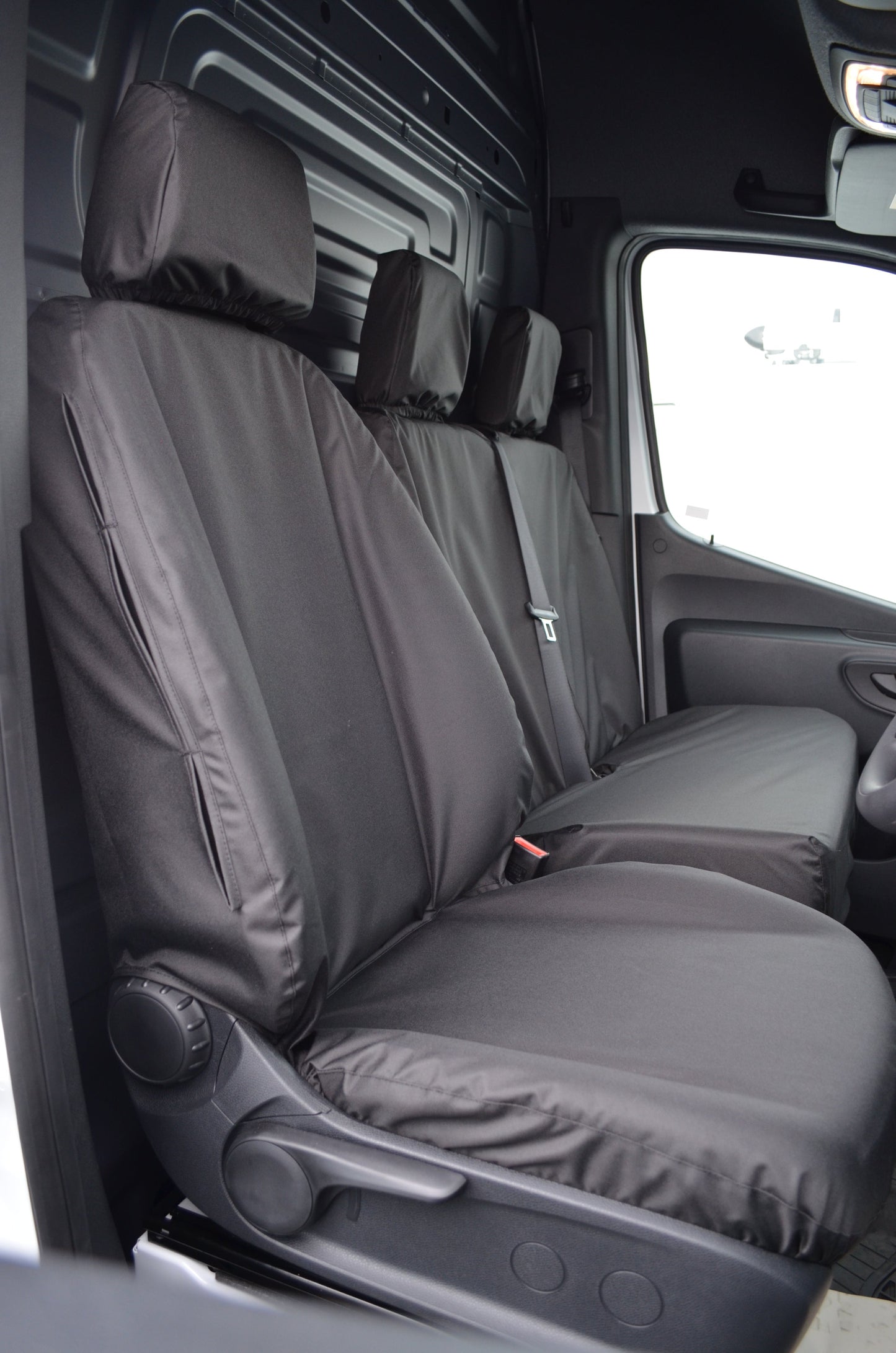 Mercedes Sprinter 2018+ Van Tailored &amp; Waterproof Seat Covers Black / Front Seat Covers 4 Vans Ltd