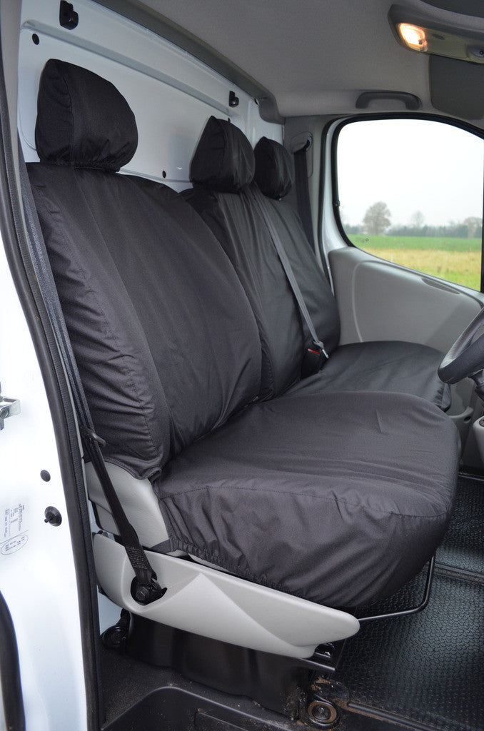 Nissan Primastar 2002 - 2006 Tailored Front Seat Covers Black / Without Driver's Armrest Seat Covers 4 Vans Ltd