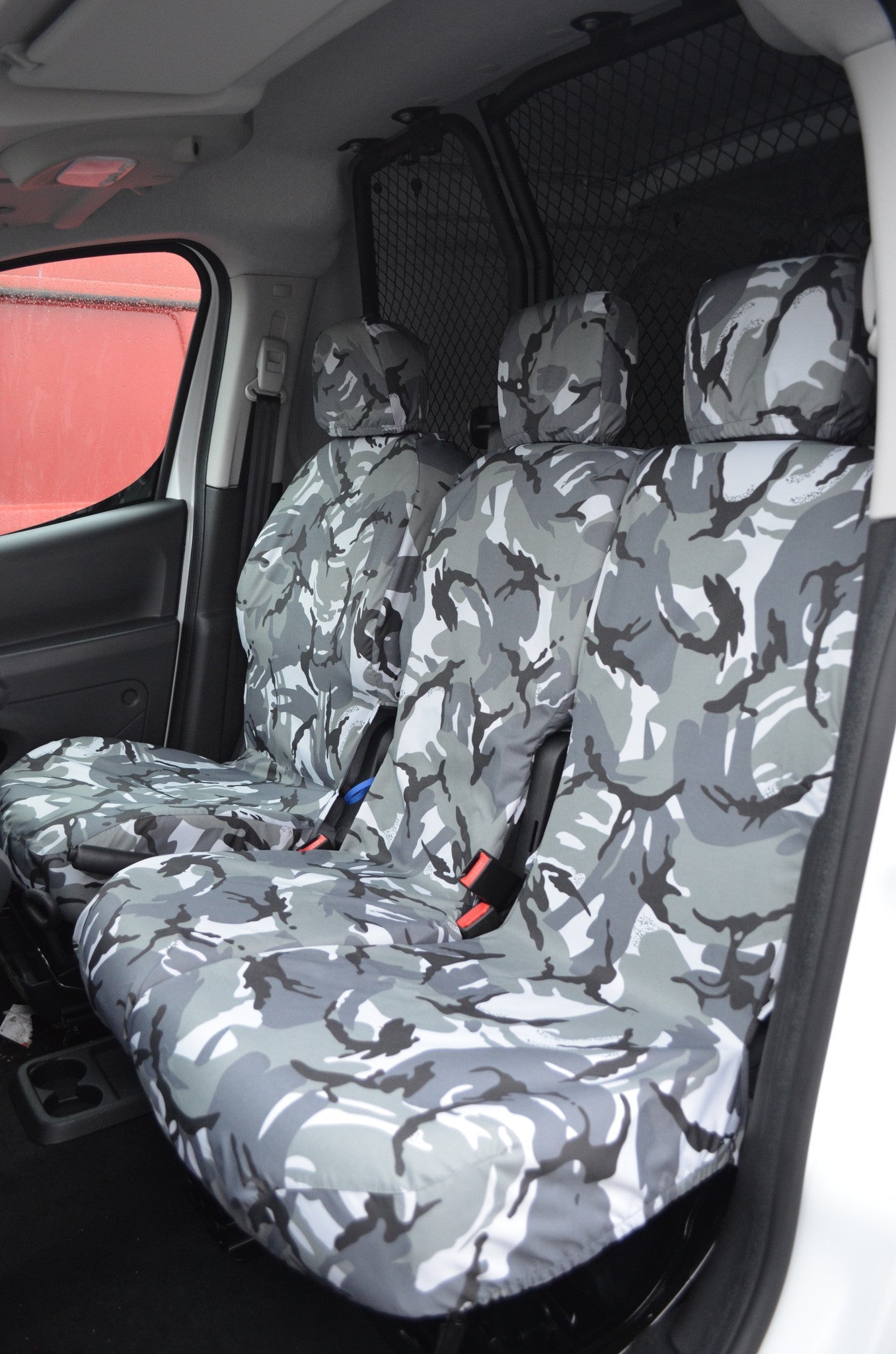 Citroen Berlingo Van 2018+ 3-Seater Front Seat Covers Grey Camouflage Seat Covers 4 Vans Ltd