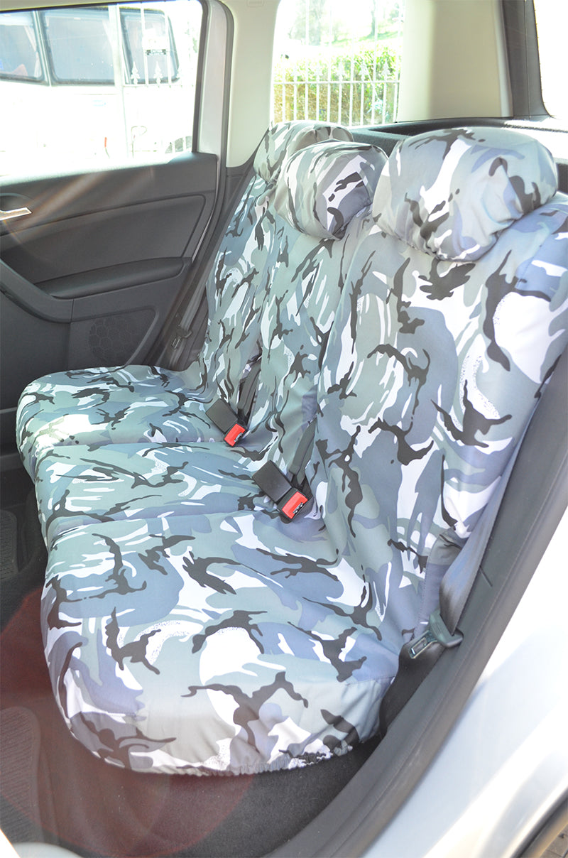 Skoda Yeti 2009+ Tailored and Waterproof Seat Covers Grey Camouflage / Rear 3 Singles Seat Covers 4 Vans Ltd