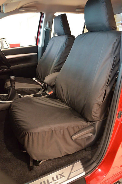 Toyota Hilux Active 2016+ Tailored Seat Covers Black / Front Pair Seat Covers 4 Vans Ltd