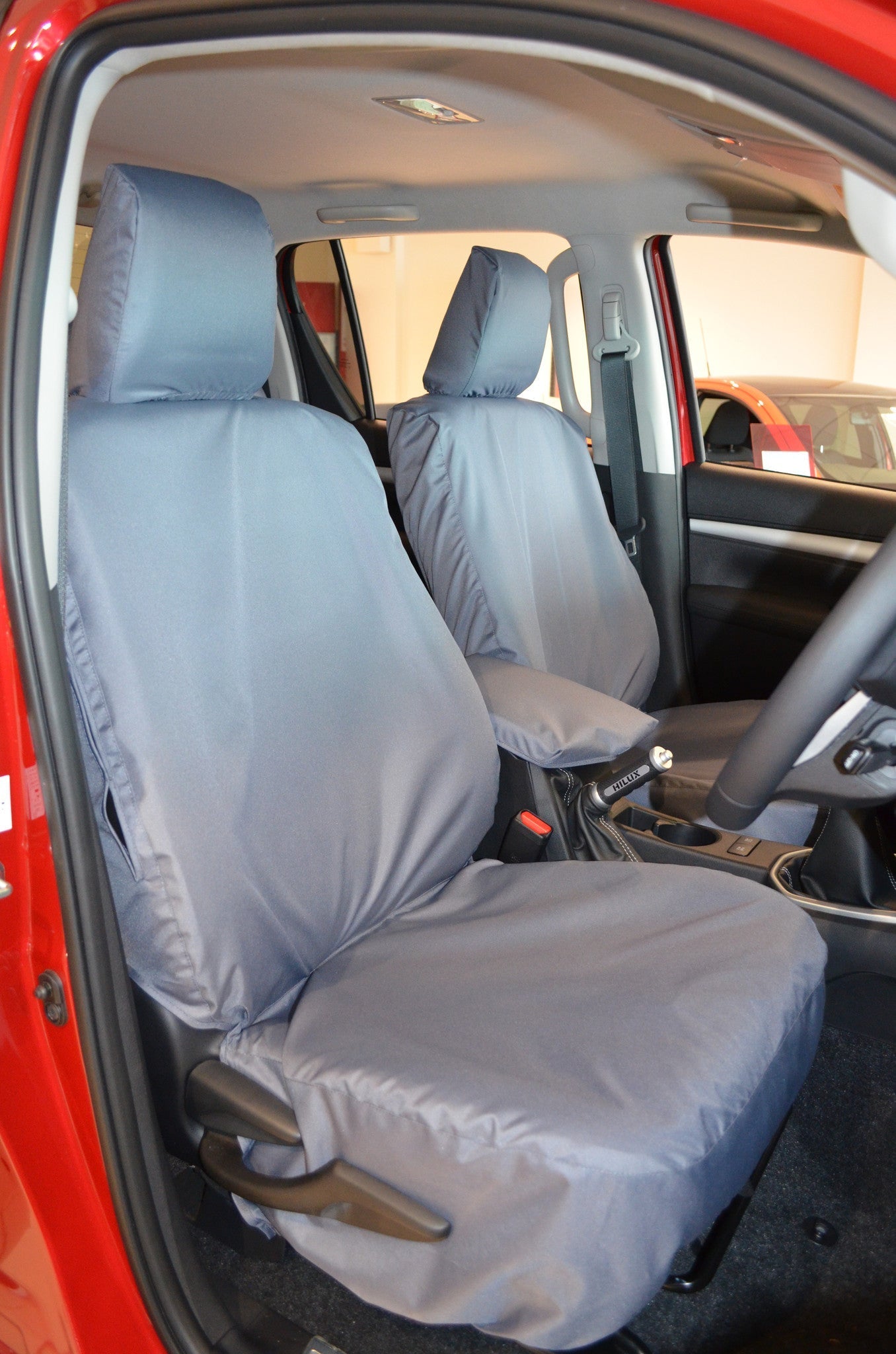 Toyota Hilux Invincible 2016+ Tailored Seat Covers Front Seat Covers / Grey Seat Covers 4 Vans Ltd