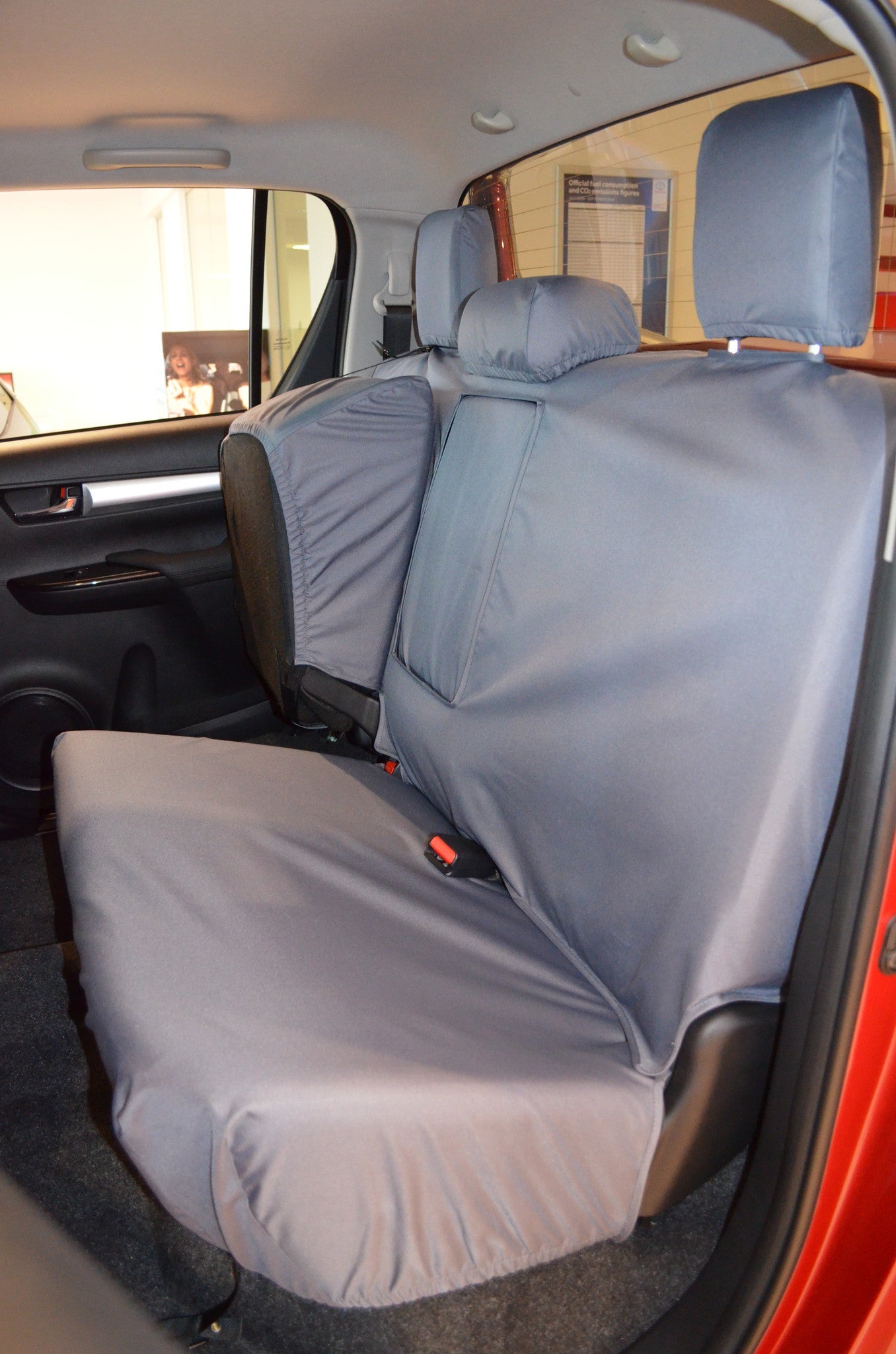 Toyota Hilux Invincible 2016+ Tailored Seat Covers Rear Seat Covers / Grey Seat Covers 4 Vans Ltd