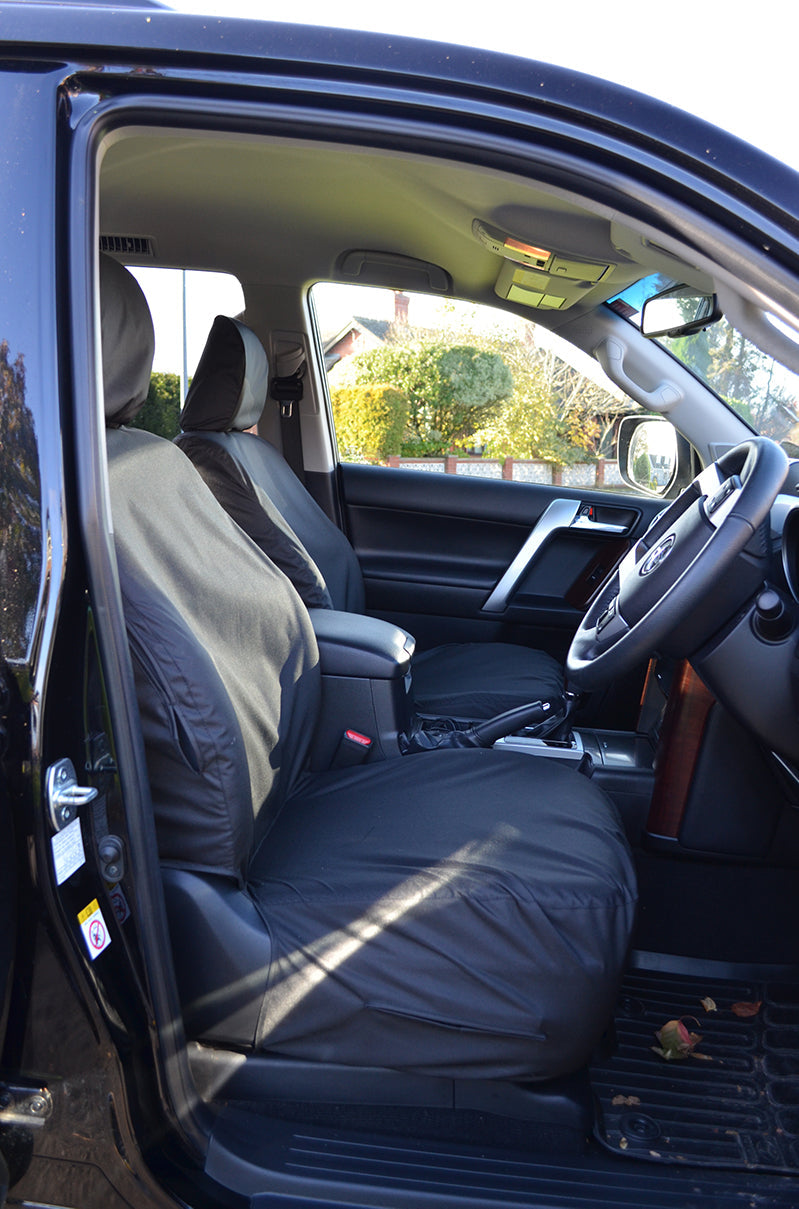 Toyota Land Cruiser 2009+ Tailored and Waterproof Seat Covers Black / Front Pair Seat Covers 4 Vans Ltd