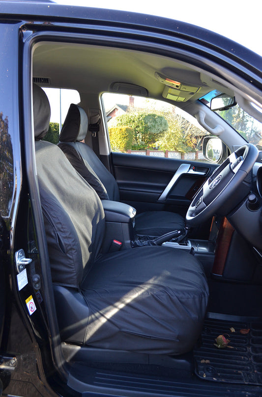 Toyota Land Cruiser 2009+ Tailored and Waterproof Seat Covers Black / Front Pair Seat Covers 4 Vans Ltd