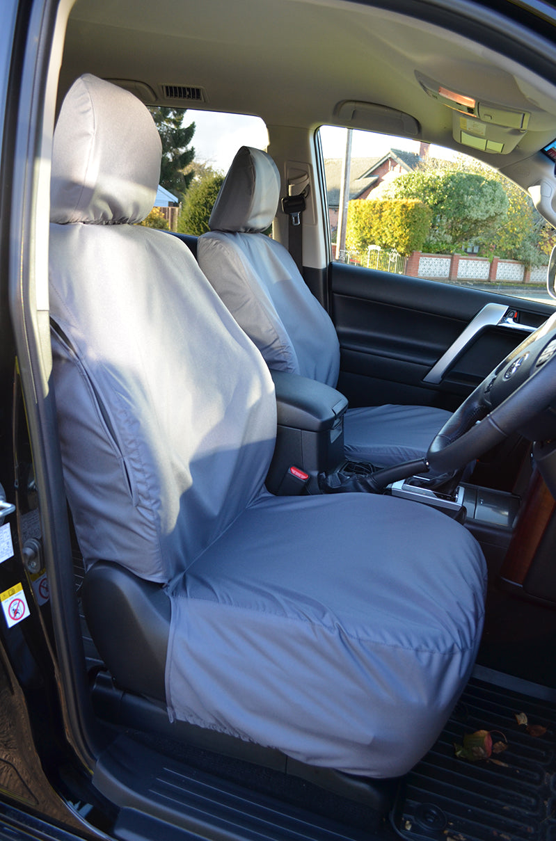 Toyota Land Cruiser 2009+ Tailored and Waterproof Seat Covers Grey / Front Pair Seat Covers 4 Vans Ltd