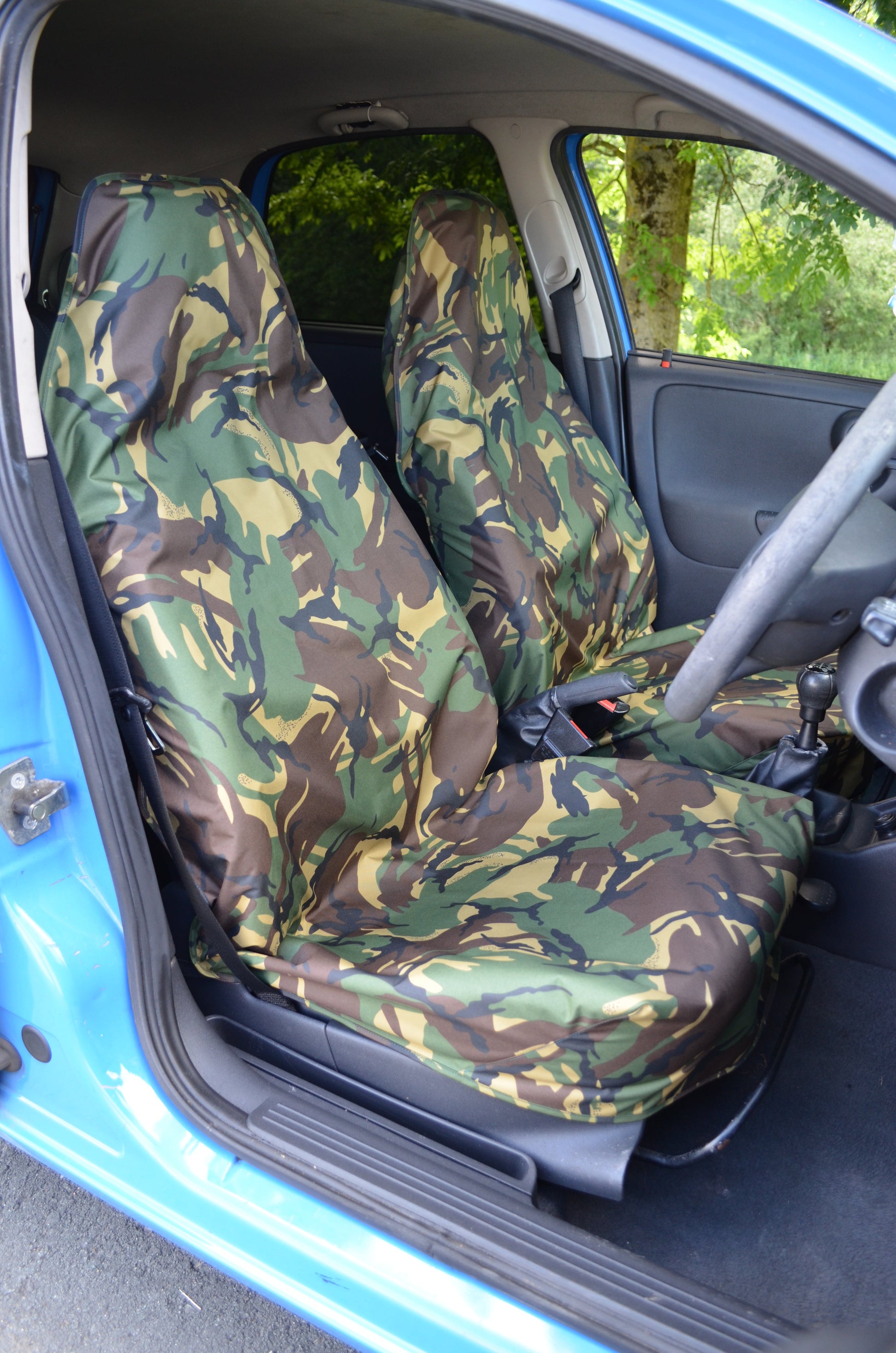 Universal Car &amp; Van Seat Cover Green Camouflage / Front Pair Seat Covers 4 Vans Ltd