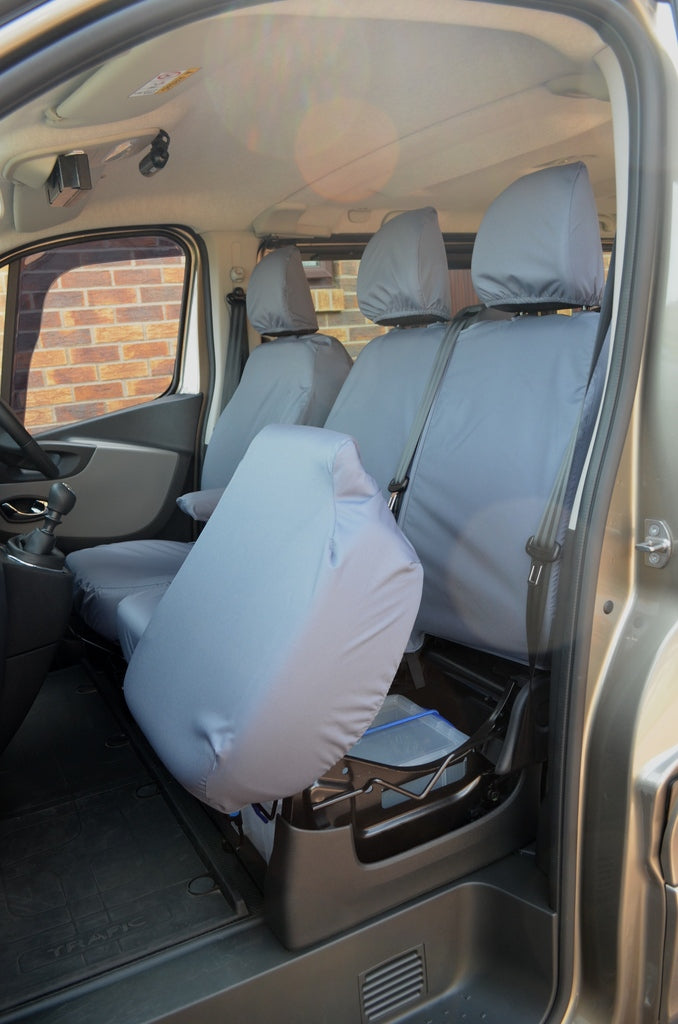 Nissan NV300 2016+ Waterproof and Tailored Front Seat Covers Grey / Separate Headrests &amp; Underseat Storage Seat Covers 4 Vans Ltd