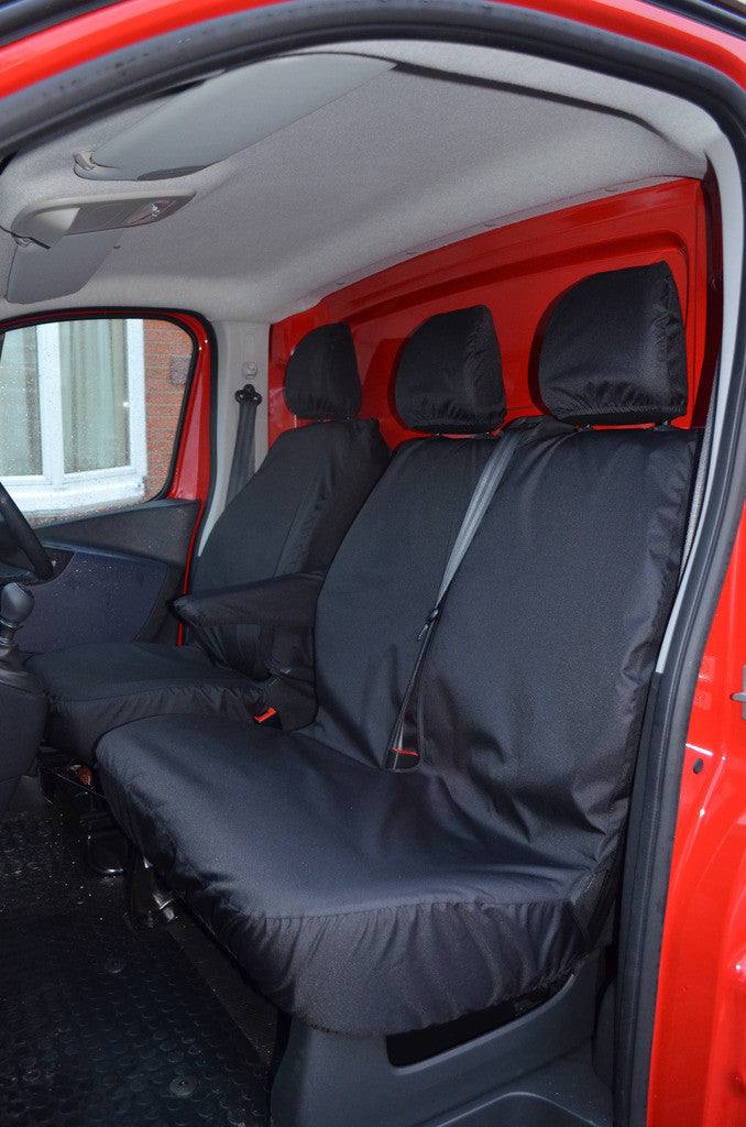 Fiat Talento Combi 2016+ 9-Seater Minibus Seat Covers Black / Front 3 Seats (No Underseat Storage) Seat Covers 4 Vans Ltd